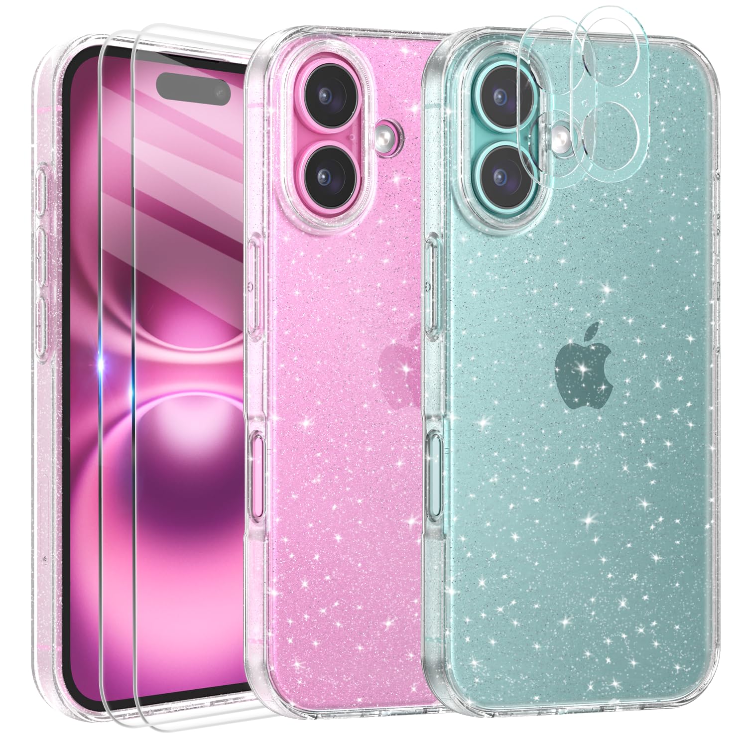 Cover Glitter per iPhone 16 (2+2 pezzi)