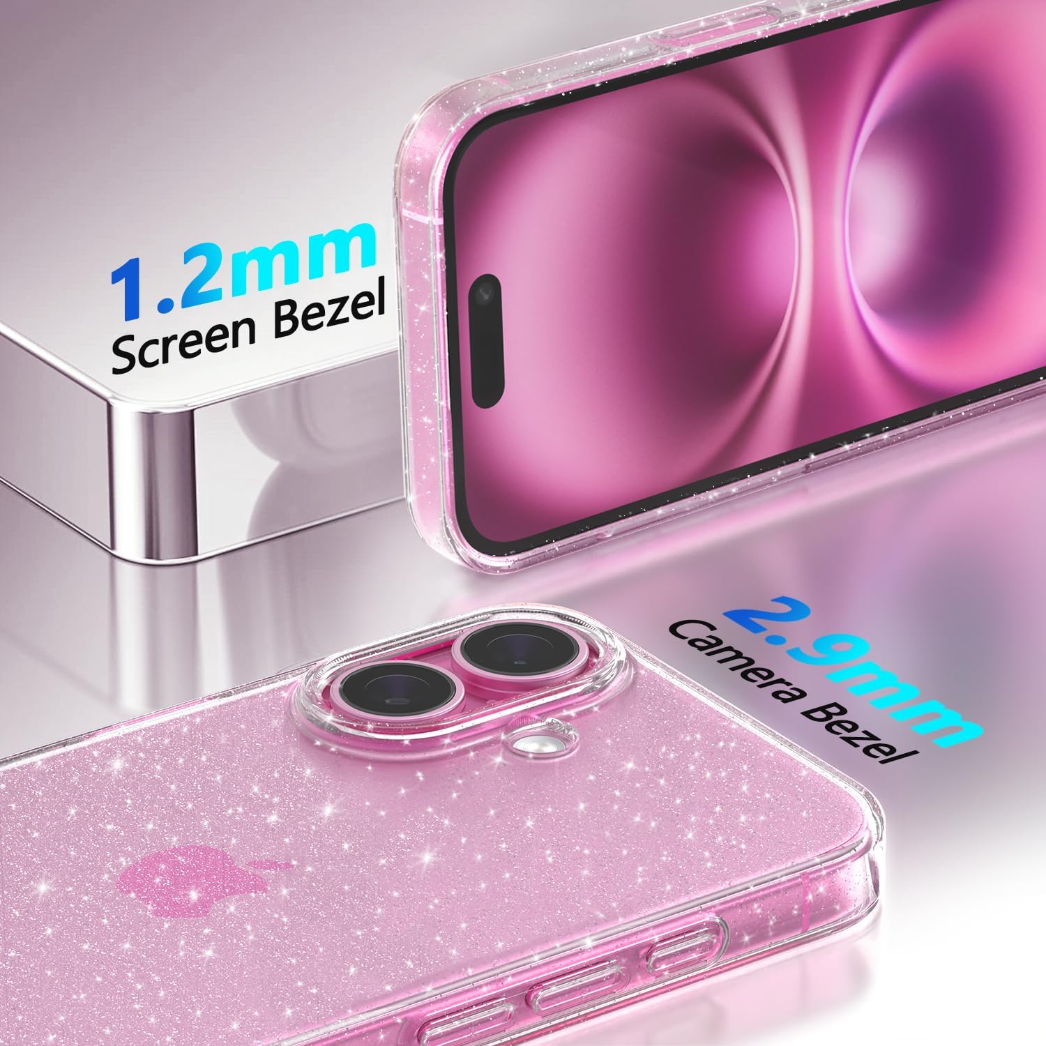 Cover Glitter per iPhone 16 (2+2 pezzi) - immagine 3