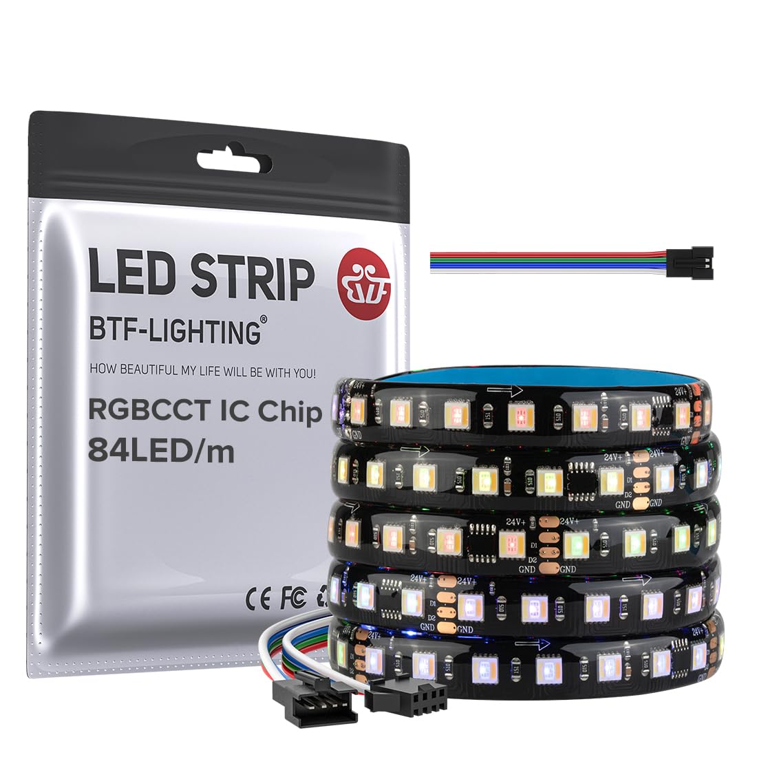 Btf-lighting WS2805 RGBCCT IC Striscia LED 5m DC24V IP65
