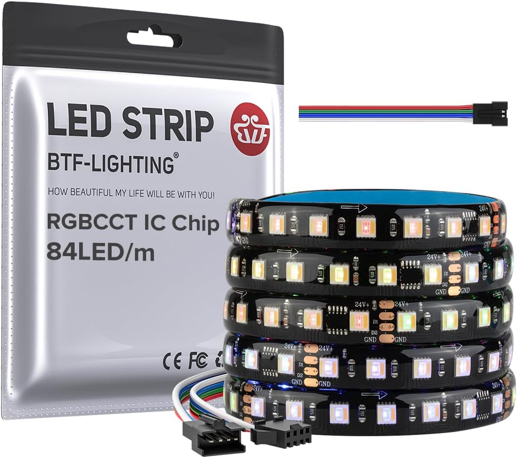 Btf-lighting WS2805 RGBCCT IC Striscia LED 5m DC24V IP65 | Velz