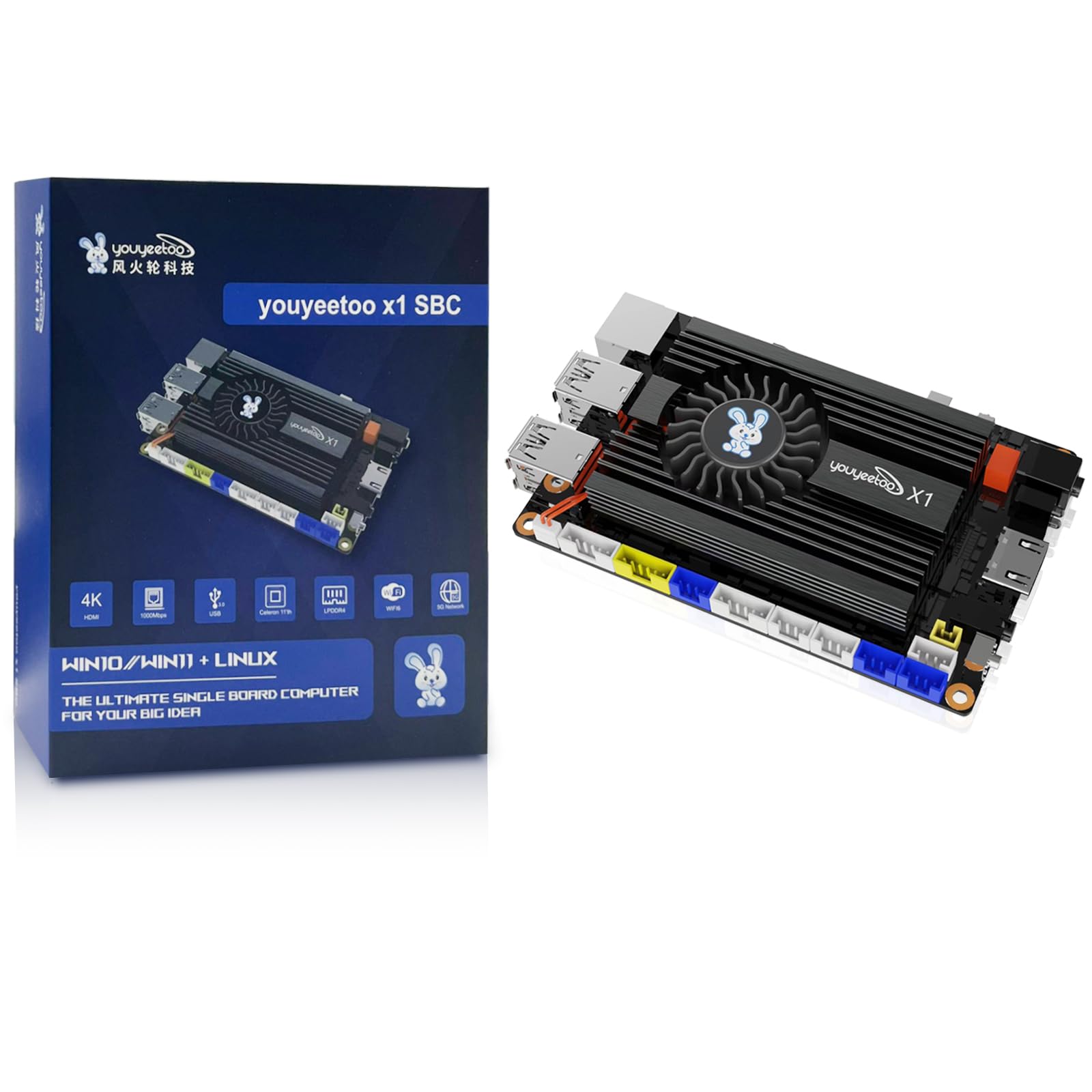 youyeetoo X1 – N5105 x86 computer a scheda Windows, server multimediale doppio 4K, slot M.2, supporta 2280 NVMe mSATA SSD/WiFi 6 modulo - PCIE 3.0 - NFC 8 GB RAM + eMMC 256 GB