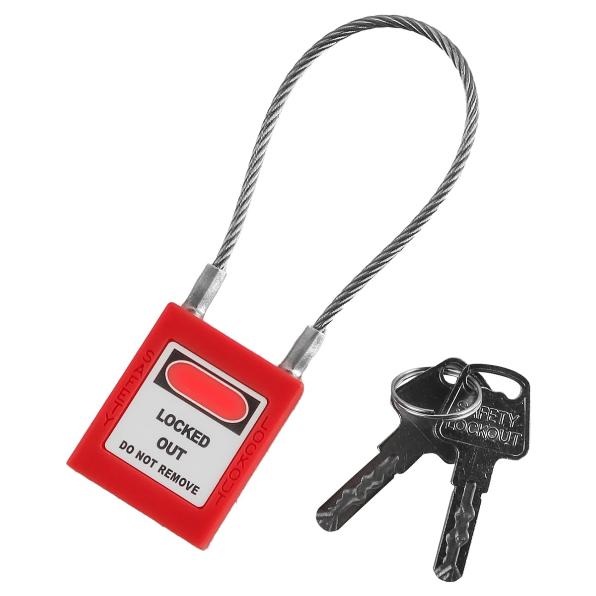 Lucchetto Generico in Acciaio Inossidabile con Cavo, Blocco, Isolamento, Lucchetto di Sicurezza, Lucchetto di ingegneria, Blocco, Trave Lunga, Blocco, Isolamento (Rosso)