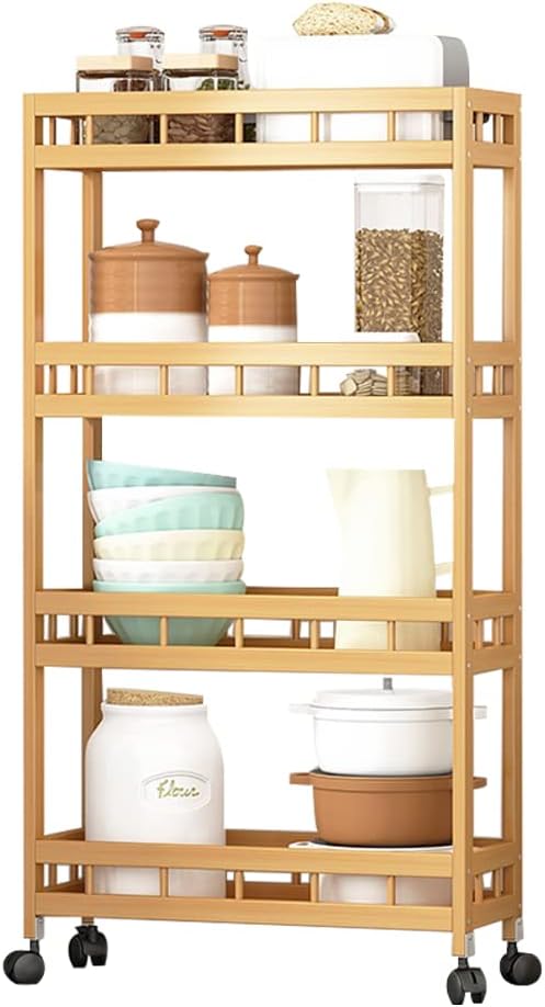 Tie-dailynec Carrello Cucina 4 Livelli in Bambù