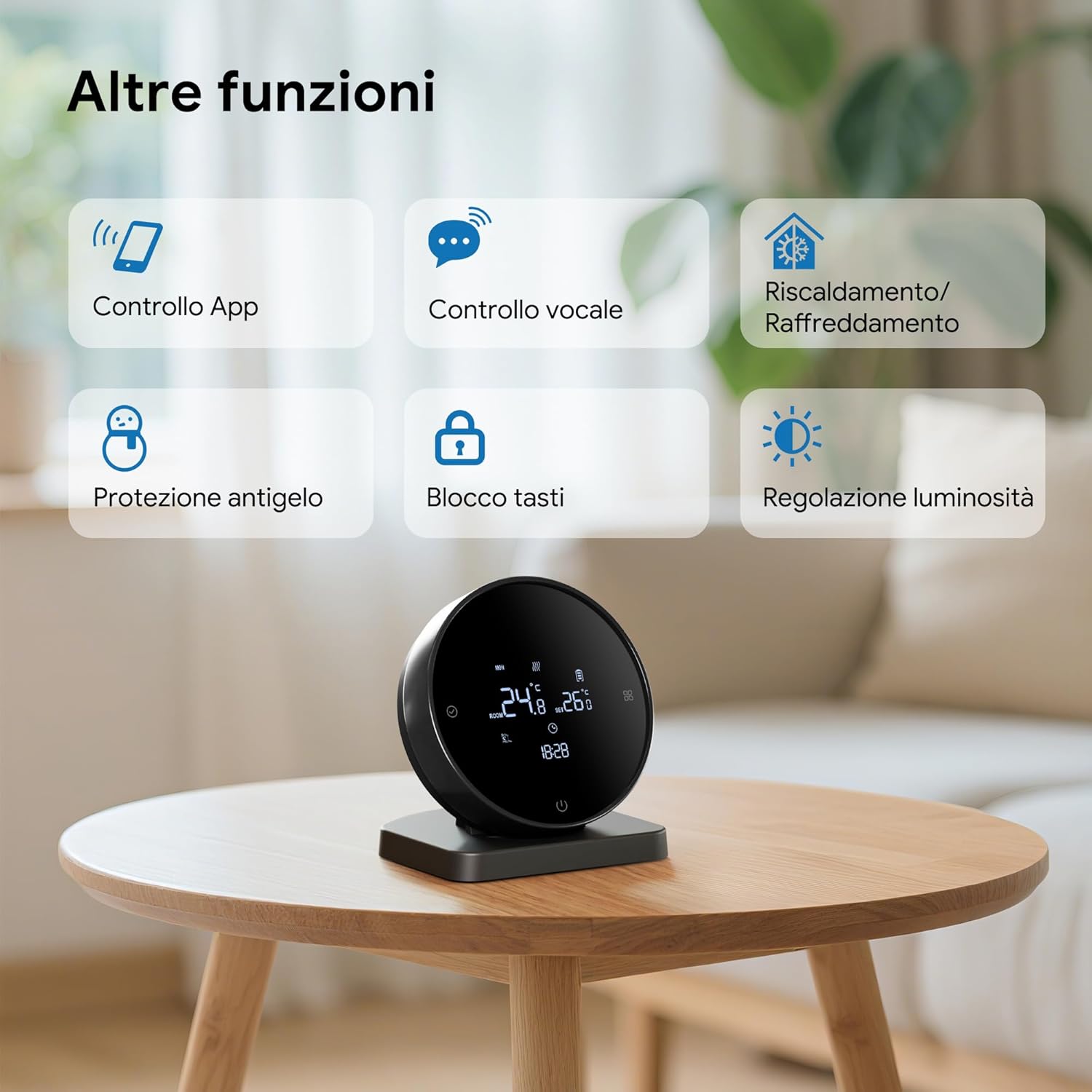 Vaconoff Termostato Caldaia Wifi a Batteria, Nero - immagine 3