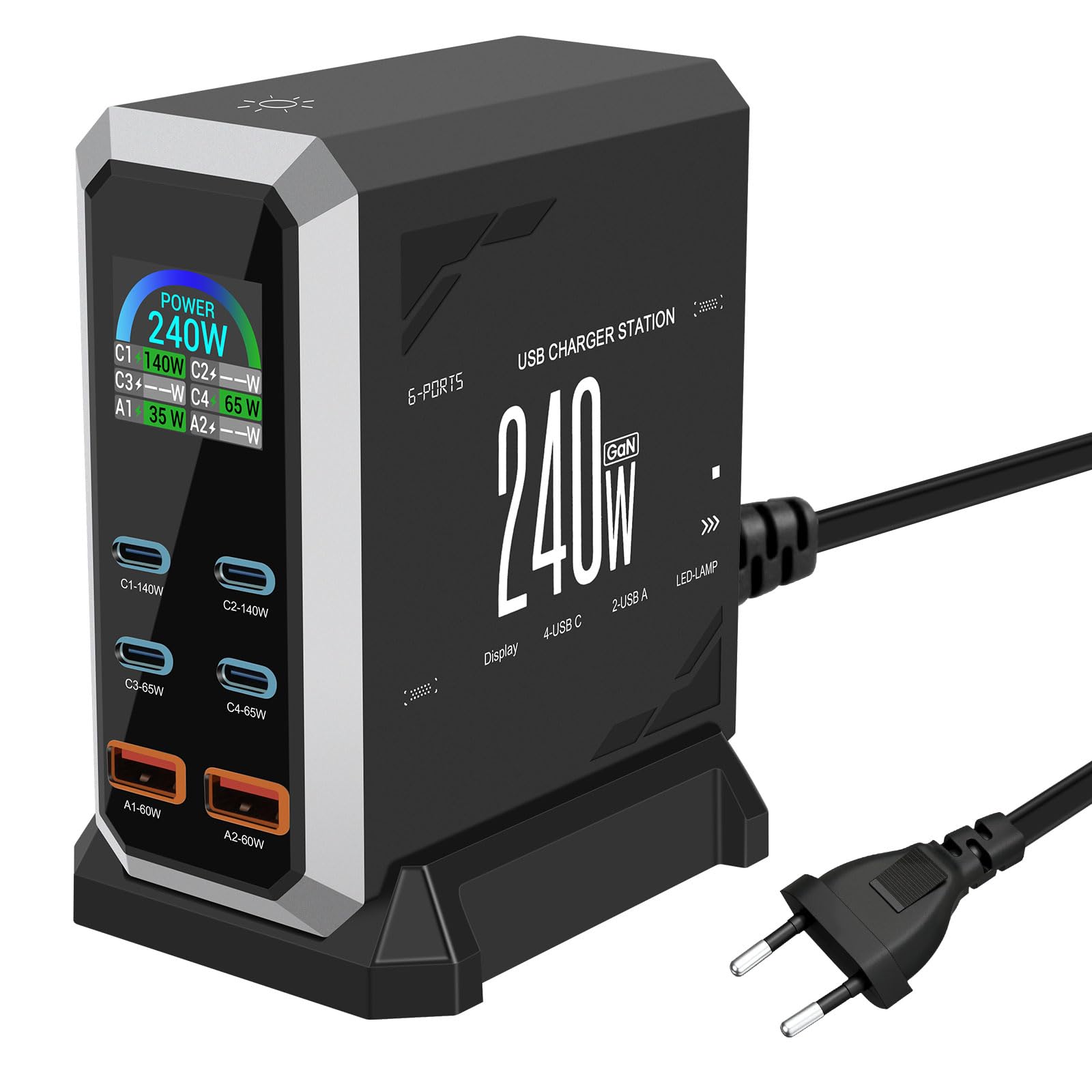 Caricatore USB Multiplo 240W 6 Porte con Ricarica Rapida