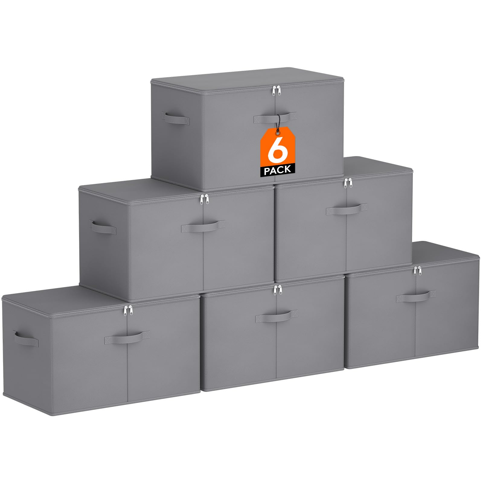 Lifewit Scatole Portaoggetti Tessuto 60L Set di 6, Grigio