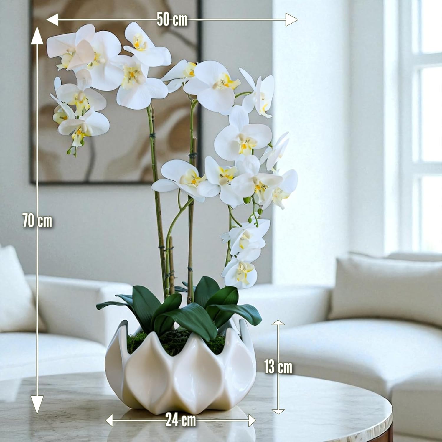 Belalusa Orchidee Artificiali 70 cm, in Vaso - immagine 2