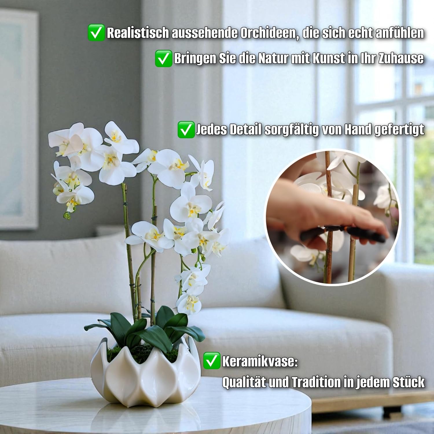 Belalusa Orchidee Artificiali 70 cm, in Vaso - immagine 4