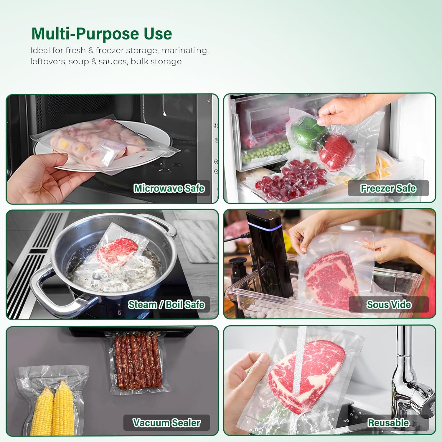 Oderra 100 Sacchetti Sottovuoto per Alimenti 20x30 cm - immagine 6