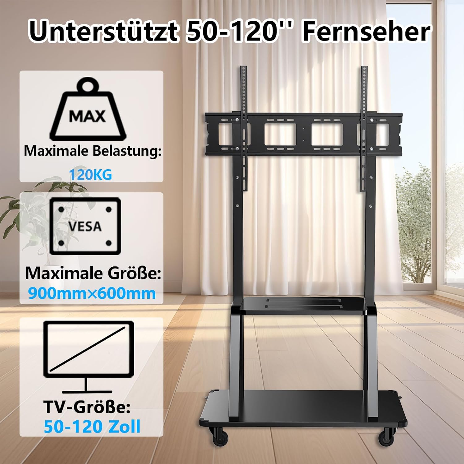 JXMTSW Supporto TV Portatile con Ruote 50-120" - immagine 2
