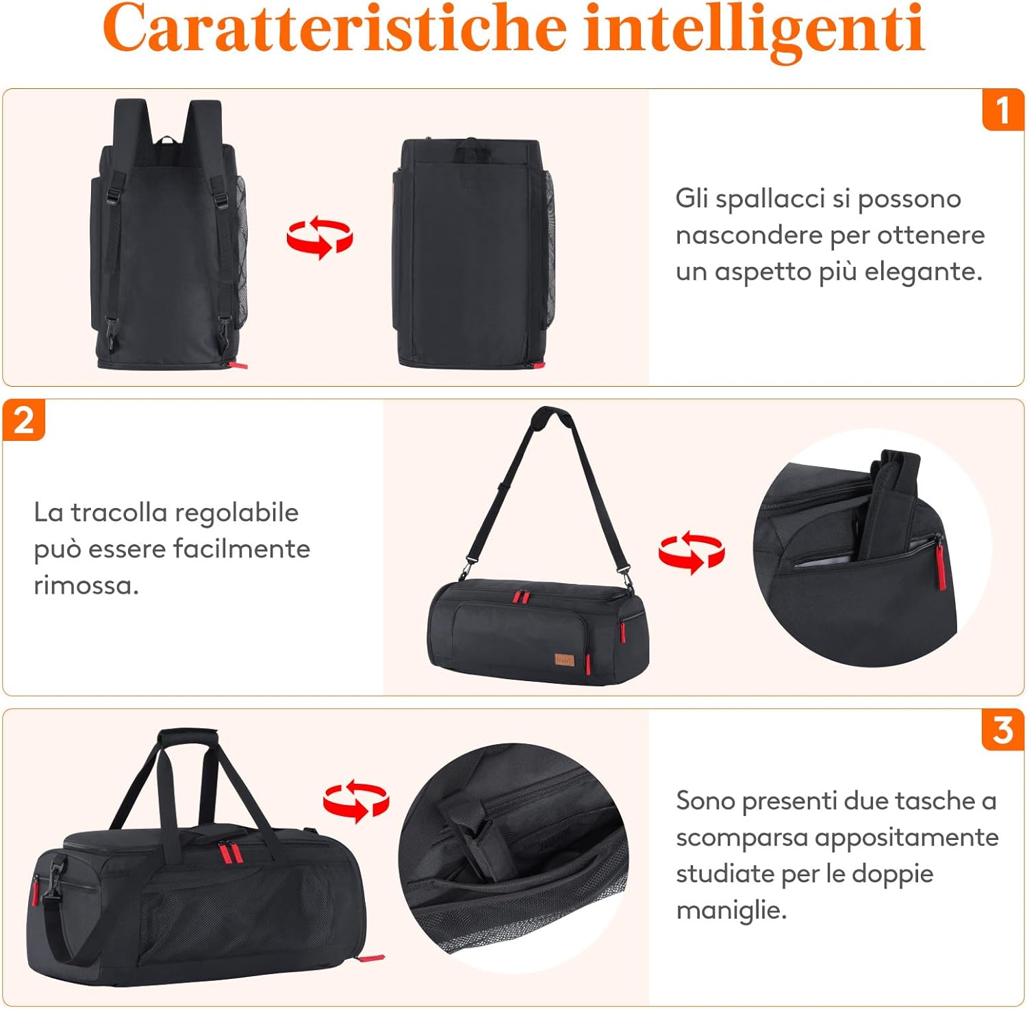 Lifewit Borsone Palestra 40L con Portascarpe, Nero - immagine 4