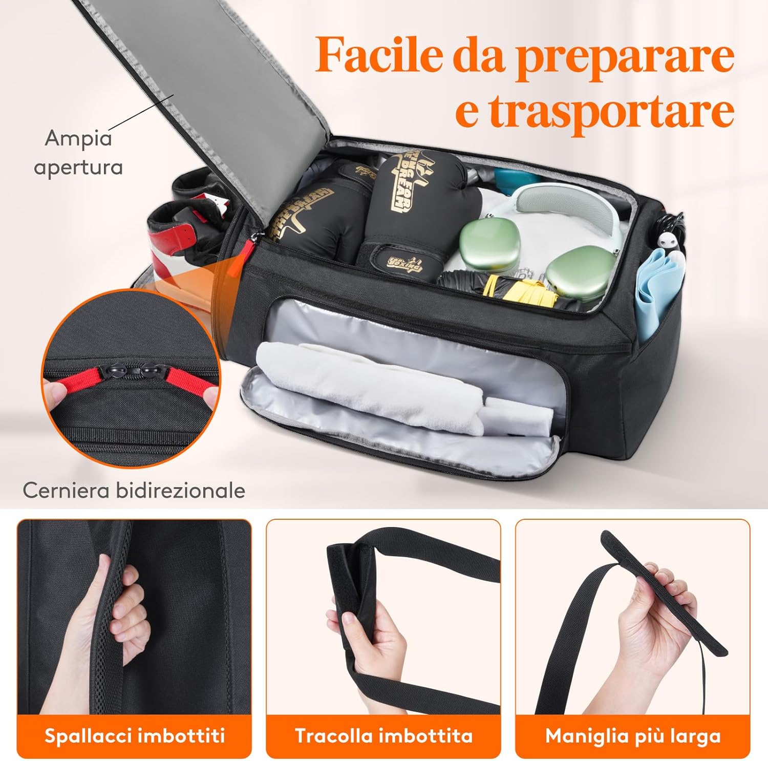 Lifewit Borsone Palestra 40L con Portascarpe, Nero - immagine 7