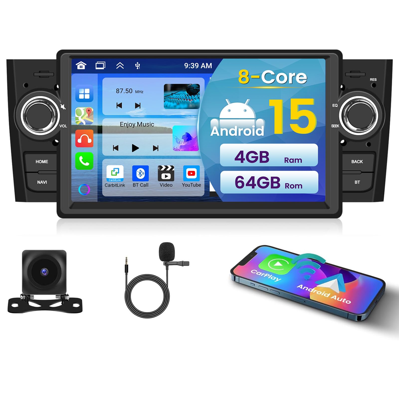 Autoradio Android 8Core 4+64GB per Fiat Punto/Linea 9"