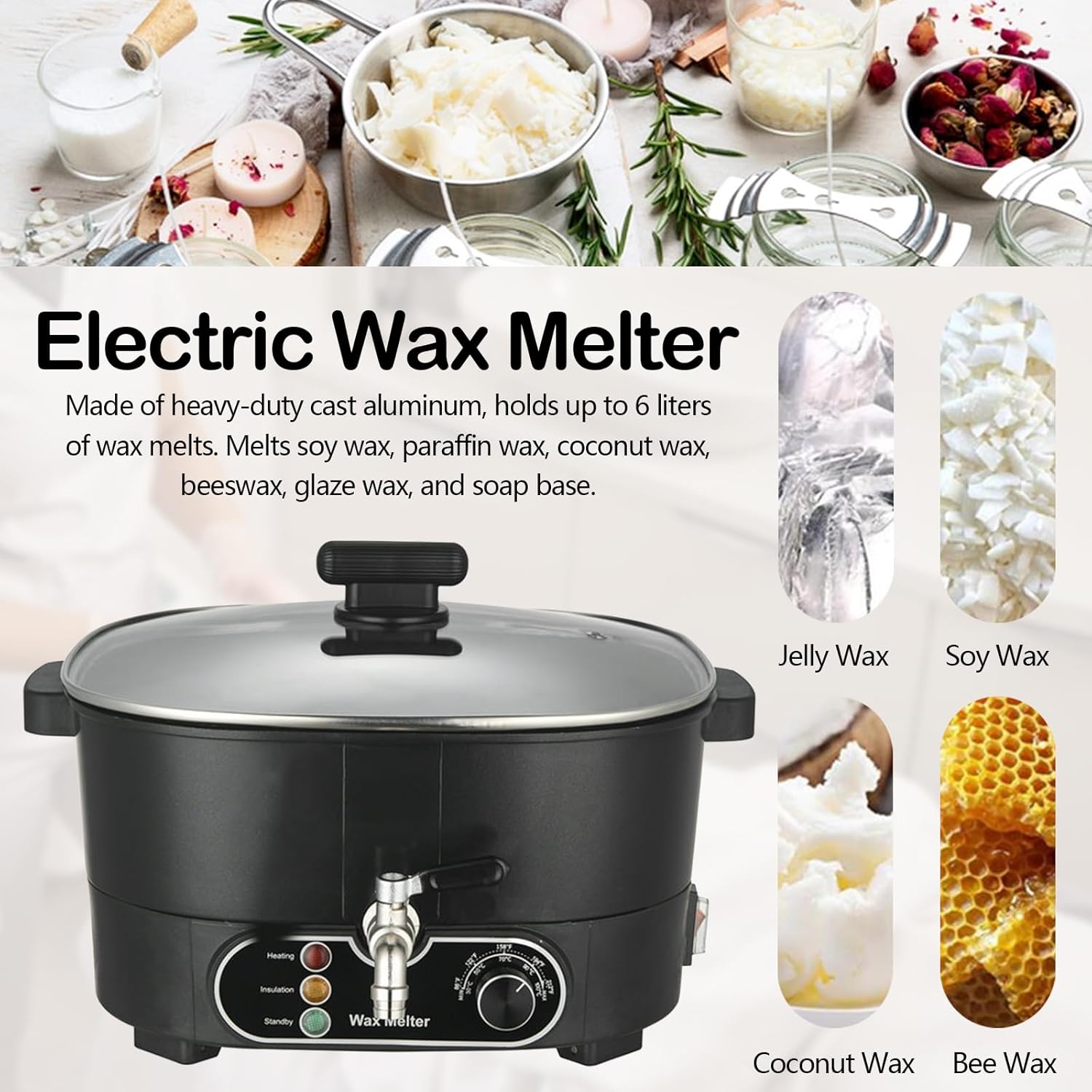 Fonditore per Cera 6L con Beccuccio e Termostato 750W - immagine 2