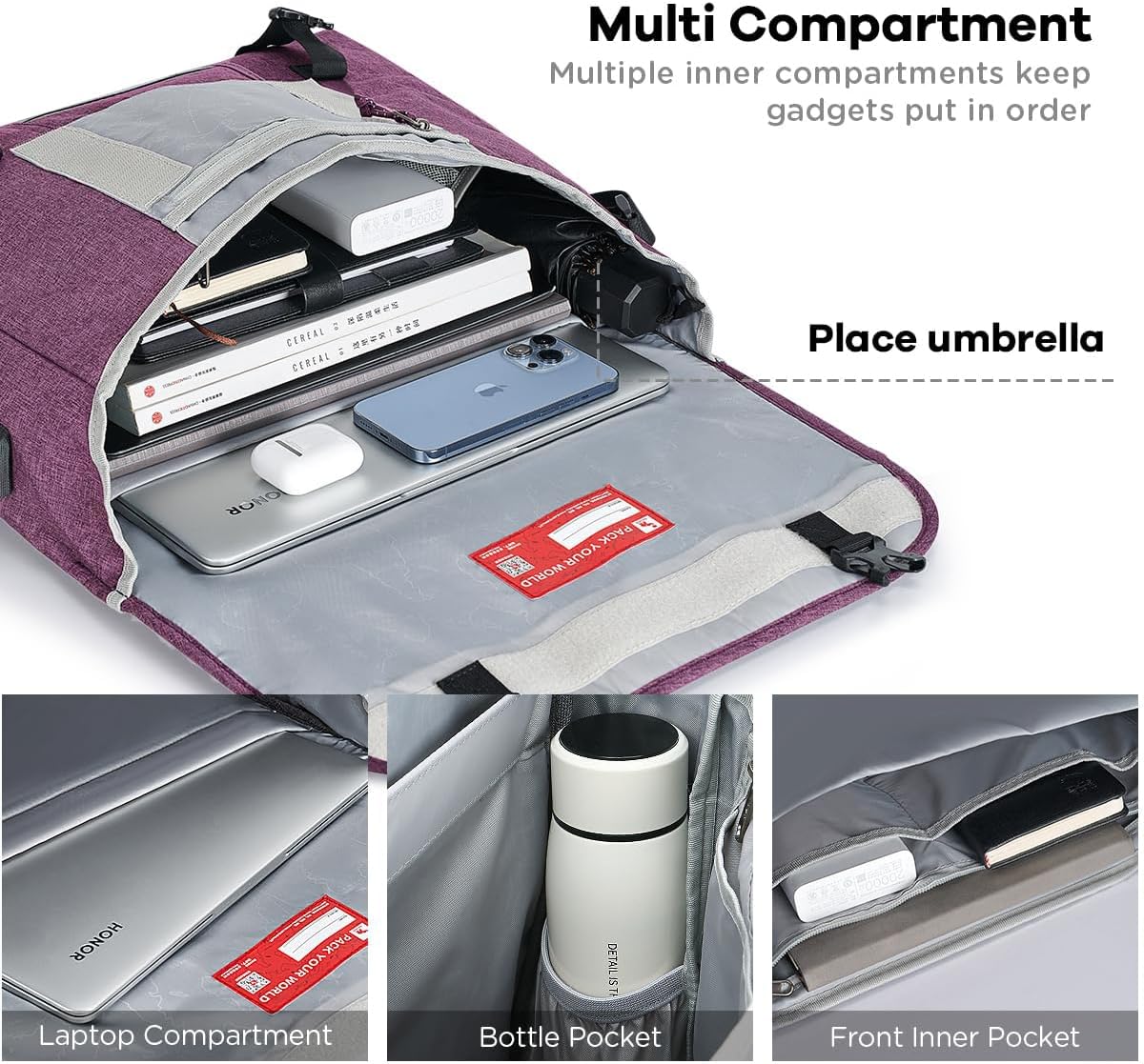 OIWAS Borsa Tracolla Grande Porta PC 15,6 Pollici - immagine 3