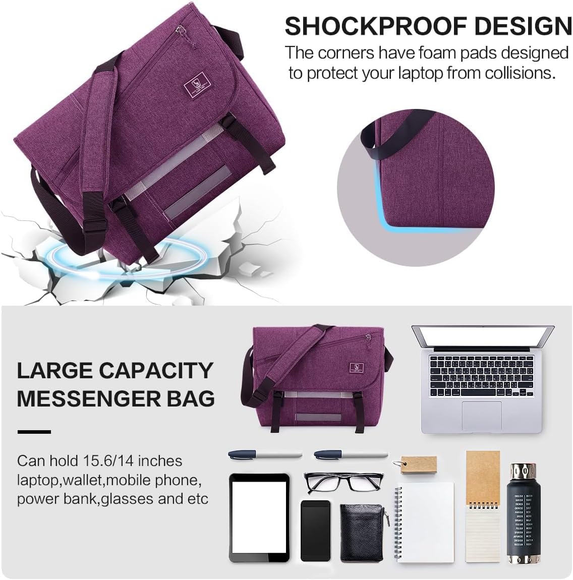 OIWAS Borsa Tracolla Grande Porta PC 15,6 Pollici - immagine 5