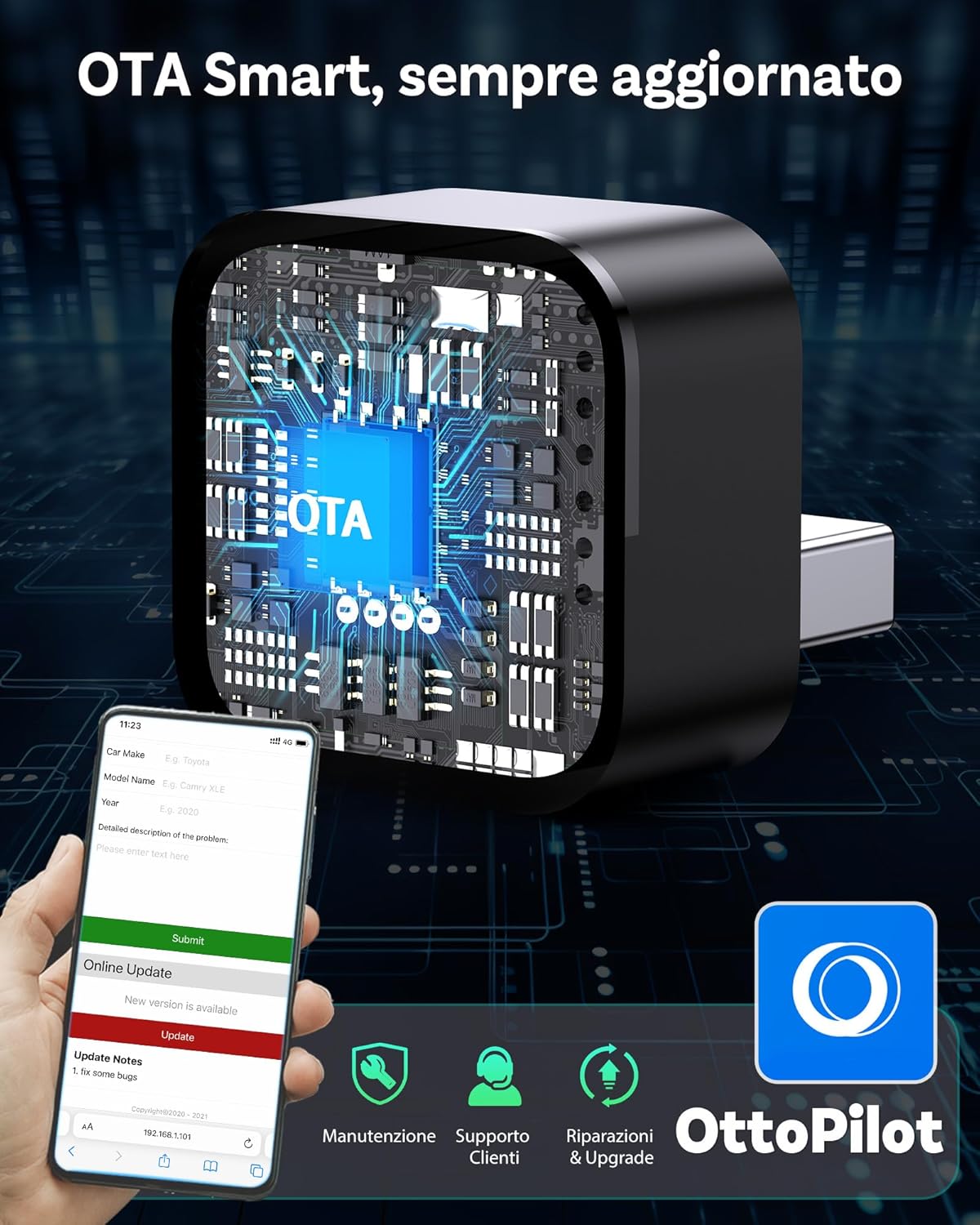 Ottocast Mini Pico Adattatore Wireless CarPlay e Android Auto - immagine 7