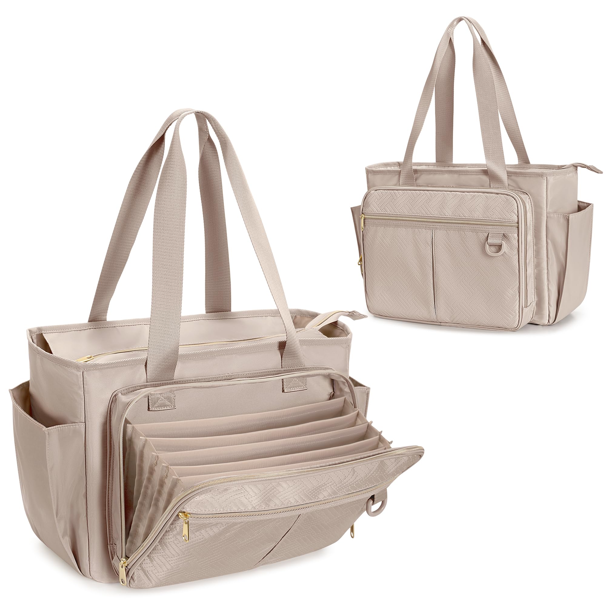 Prokva Borsa per Insegnanti con Tasca a Fisarmonica, Grigio