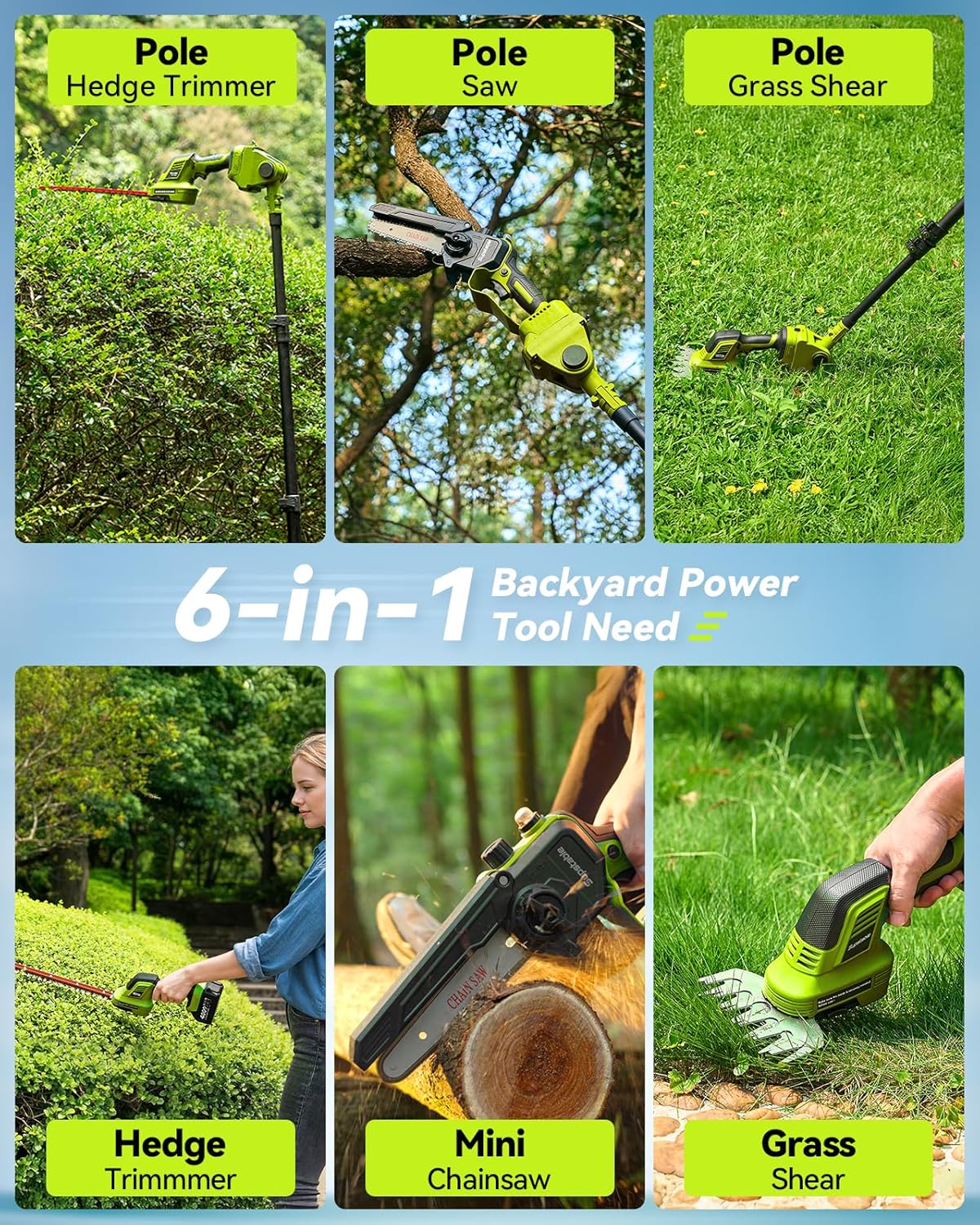 Set Giardinaggio 6 in 1 a Batteria 8000mAh - immagine 2