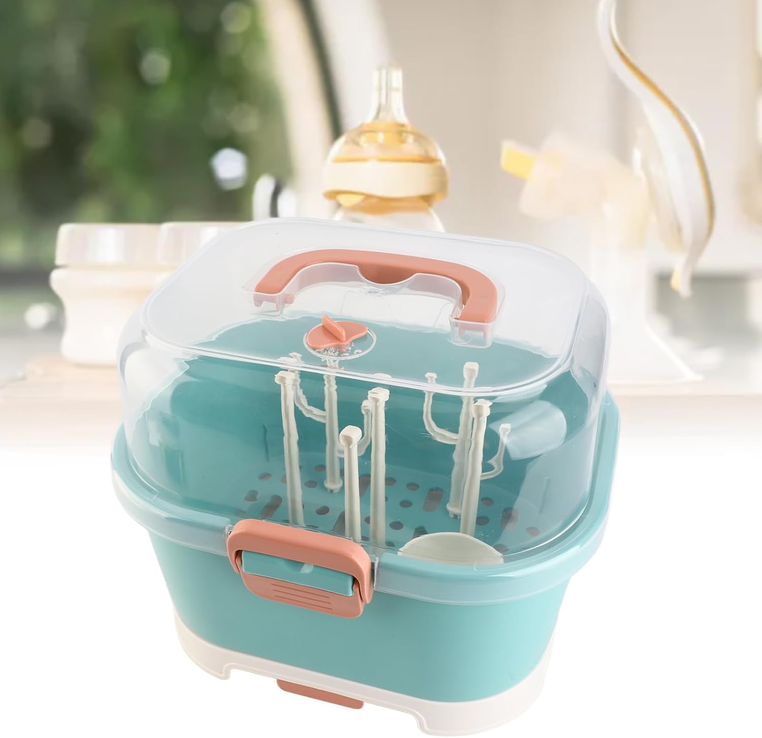 Asciuga Biberon e Porta Biberon con Coperchio, Green - immagine 2