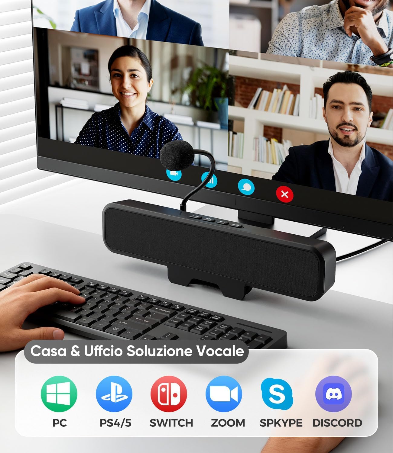 Altoparlanti USB per Computer con Microfono Staccabile - immagine 2