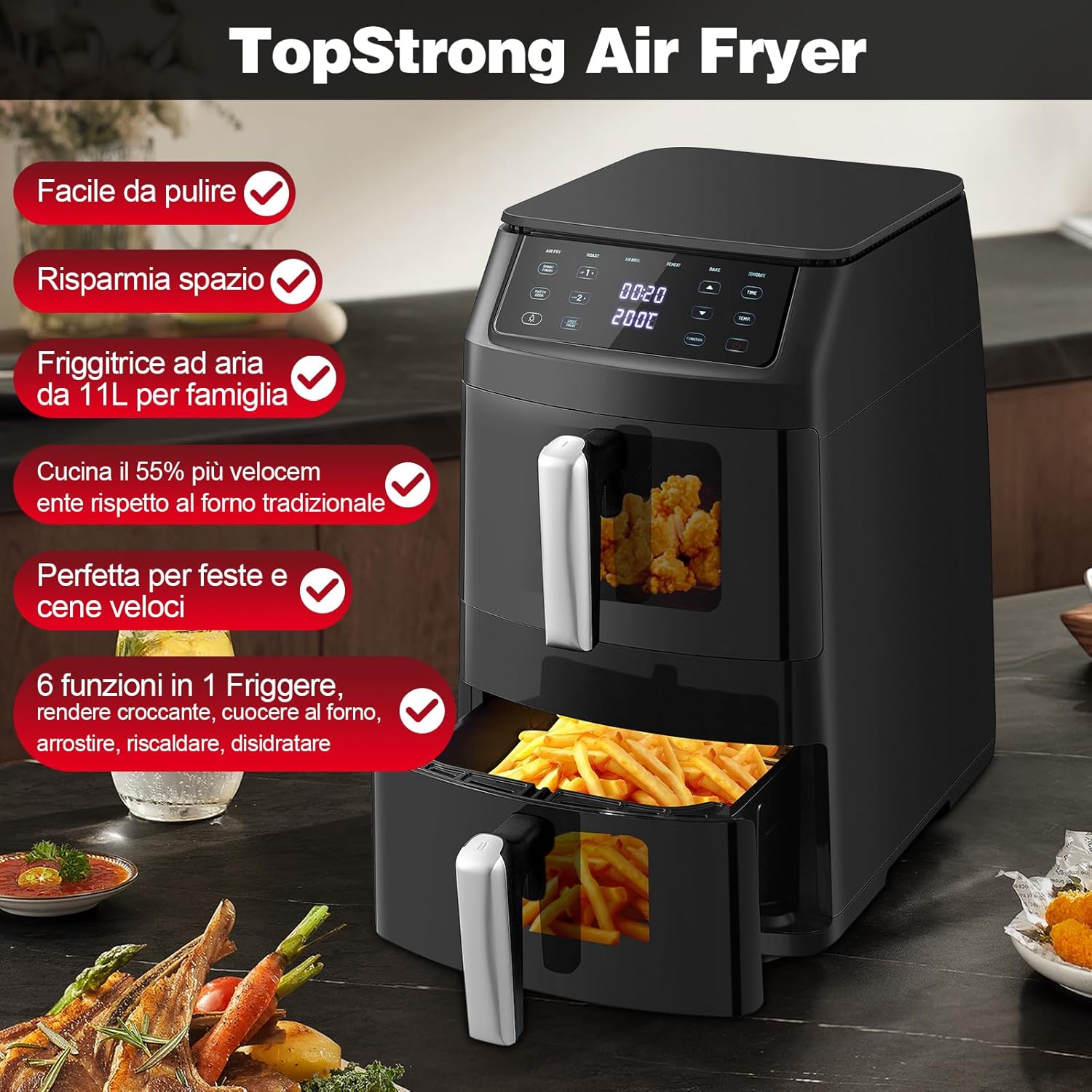 TopStrong Friggitrice ad Aria Doppio Cestello 11 Litri - immagine 8