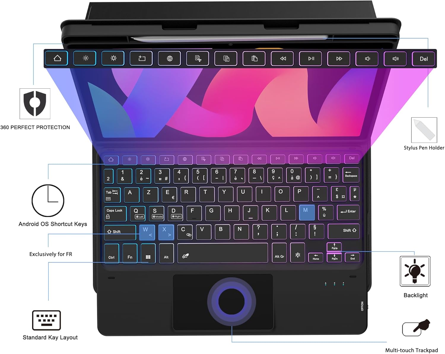 Vankeypad per Xiaomi Redmi Pad SE - Tastiera AZERTY - immagine 2