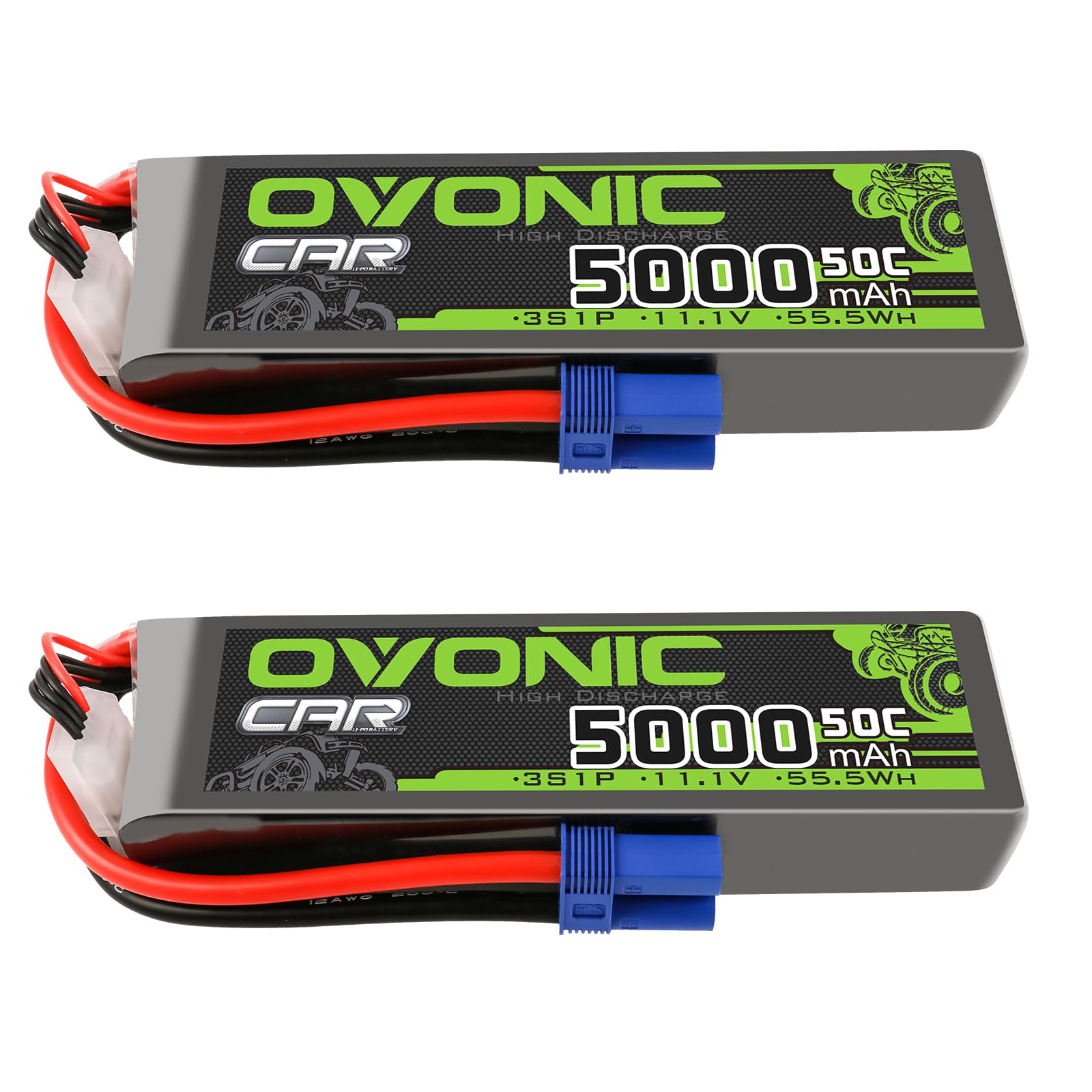 Ovonic Batteria Lipo 3S 11.1V 5000mAh 50C (2 pezzi)
