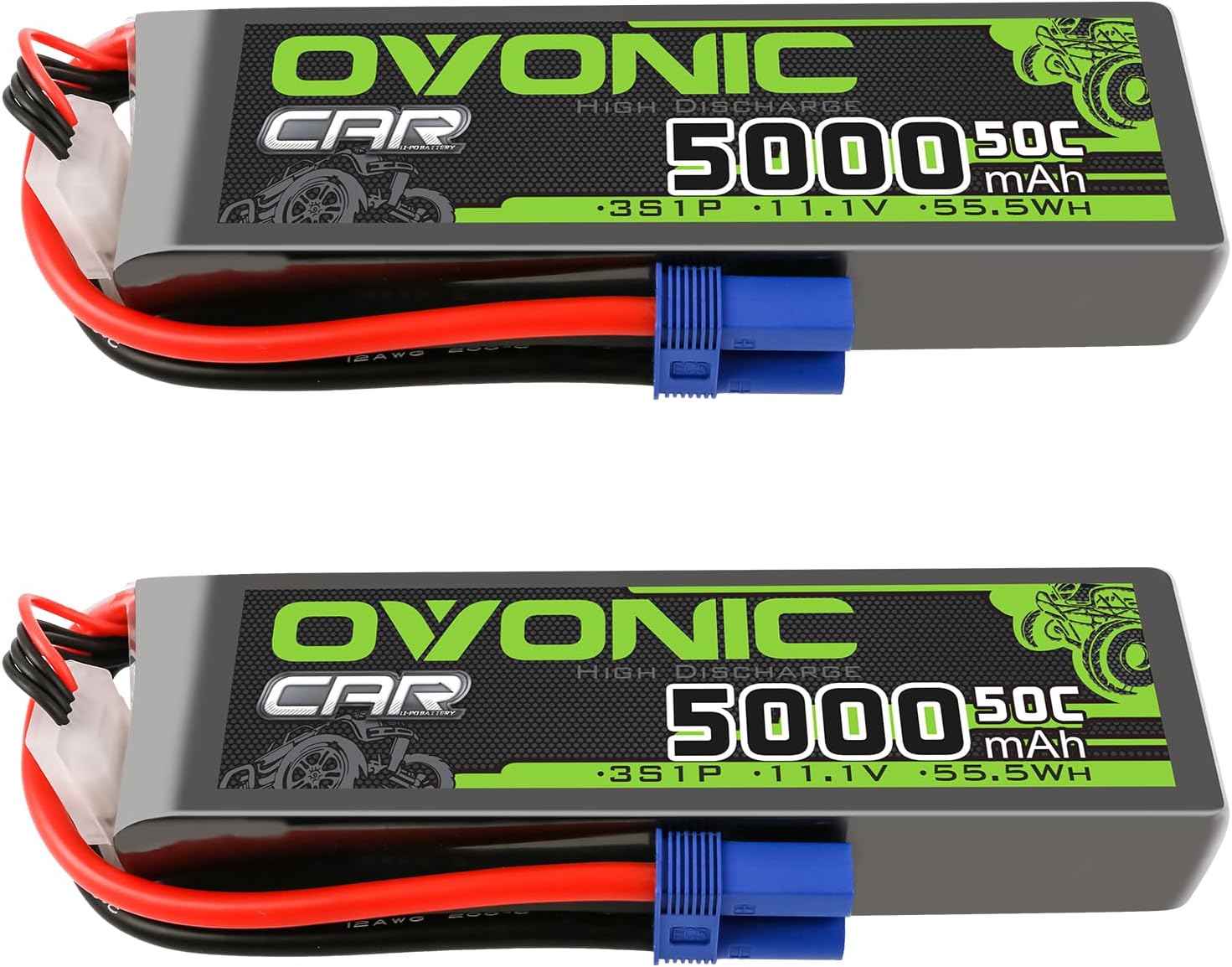 Ovonic Batteria Lipo 3S 11.1V 5000mAh 50C (2 pezzi) - immagine 1