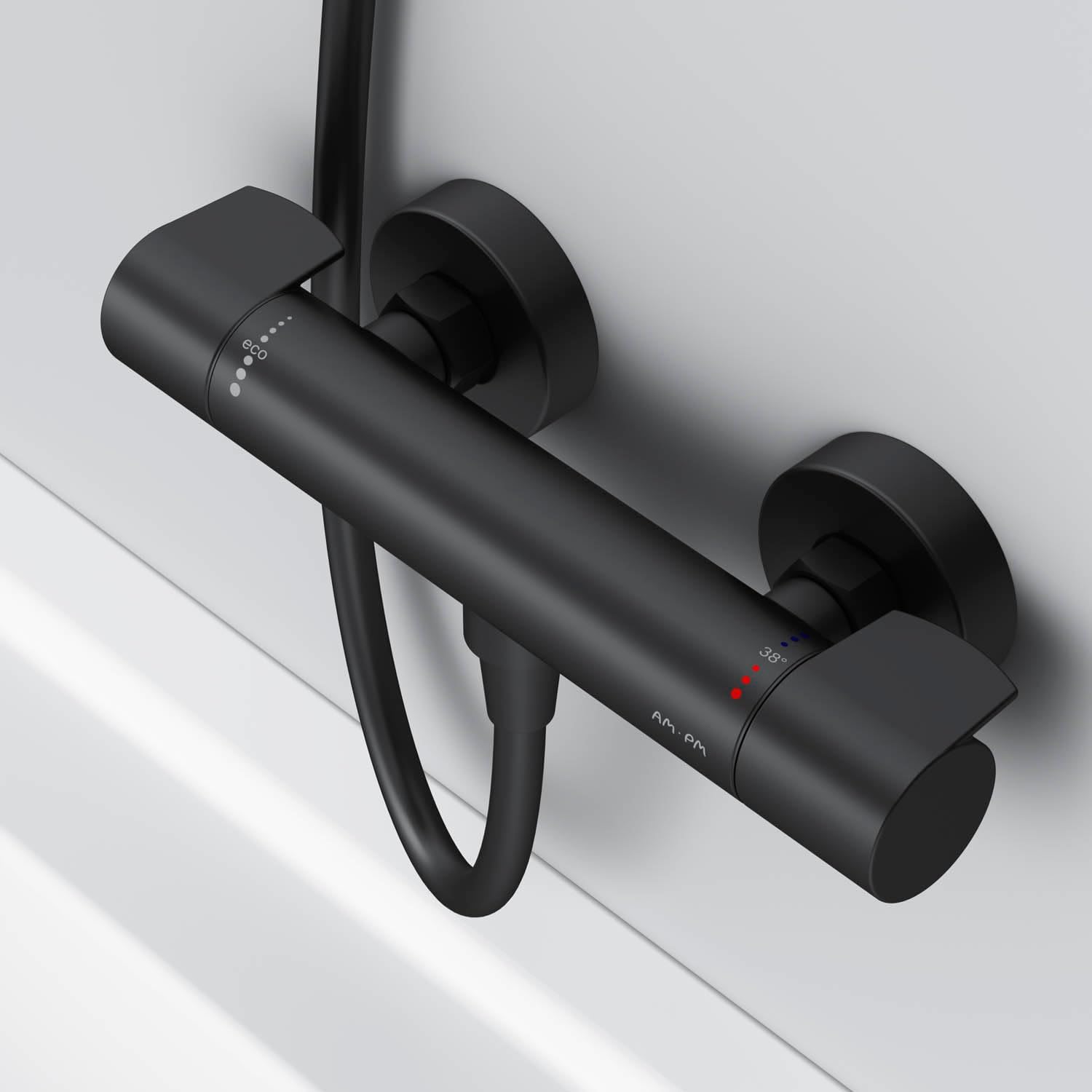 Am.pm X-Joy FXA40022 - Termostato Doccia 38°C, Nero Opaco