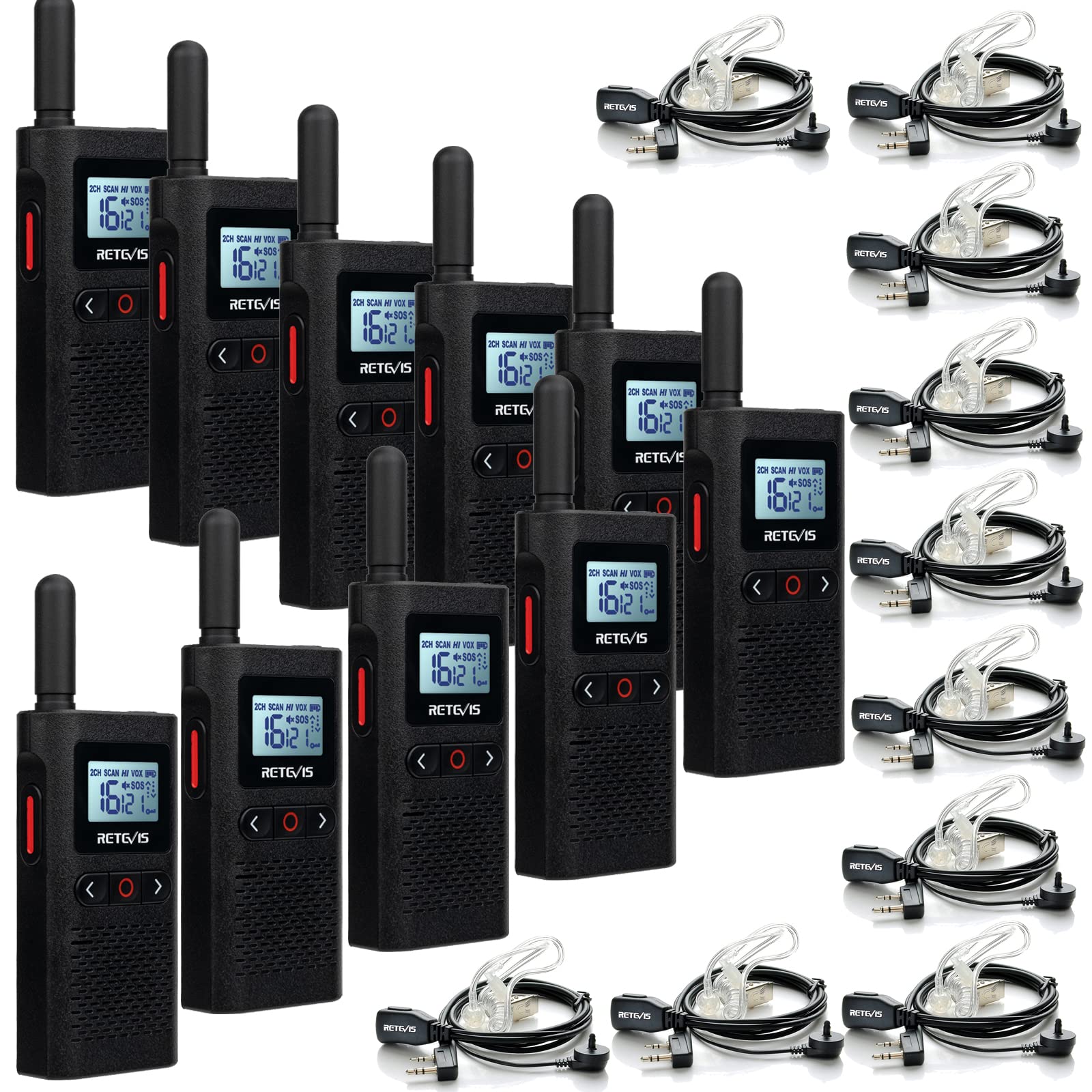 Retevis RB628 - Mini Walkie Talkie PMR446 (10pz, Nero)