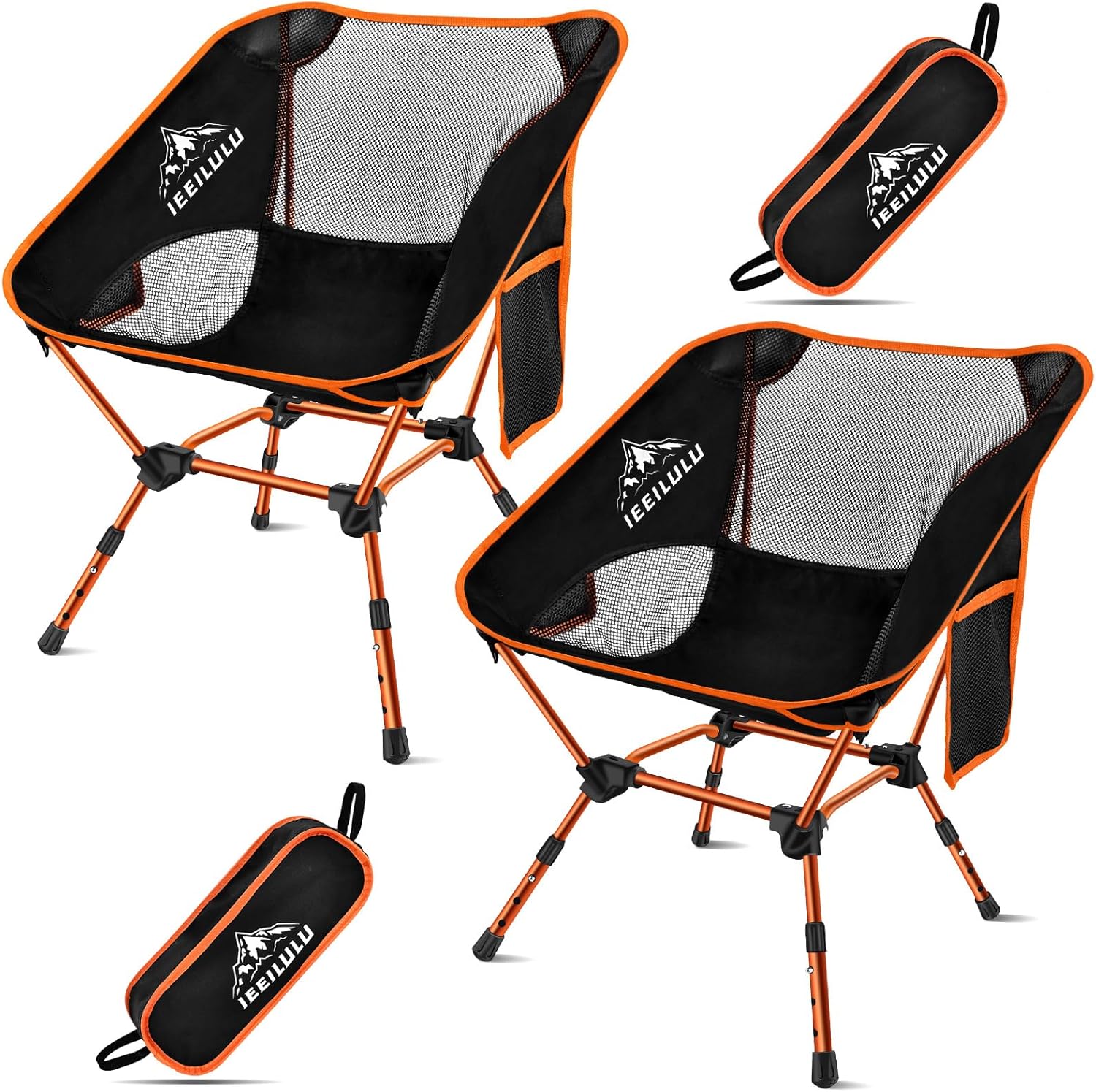 Ieeilulu Sedia da Campeggio Pieghevole Ultraleggera 130 Kg, Naranja-2pcs