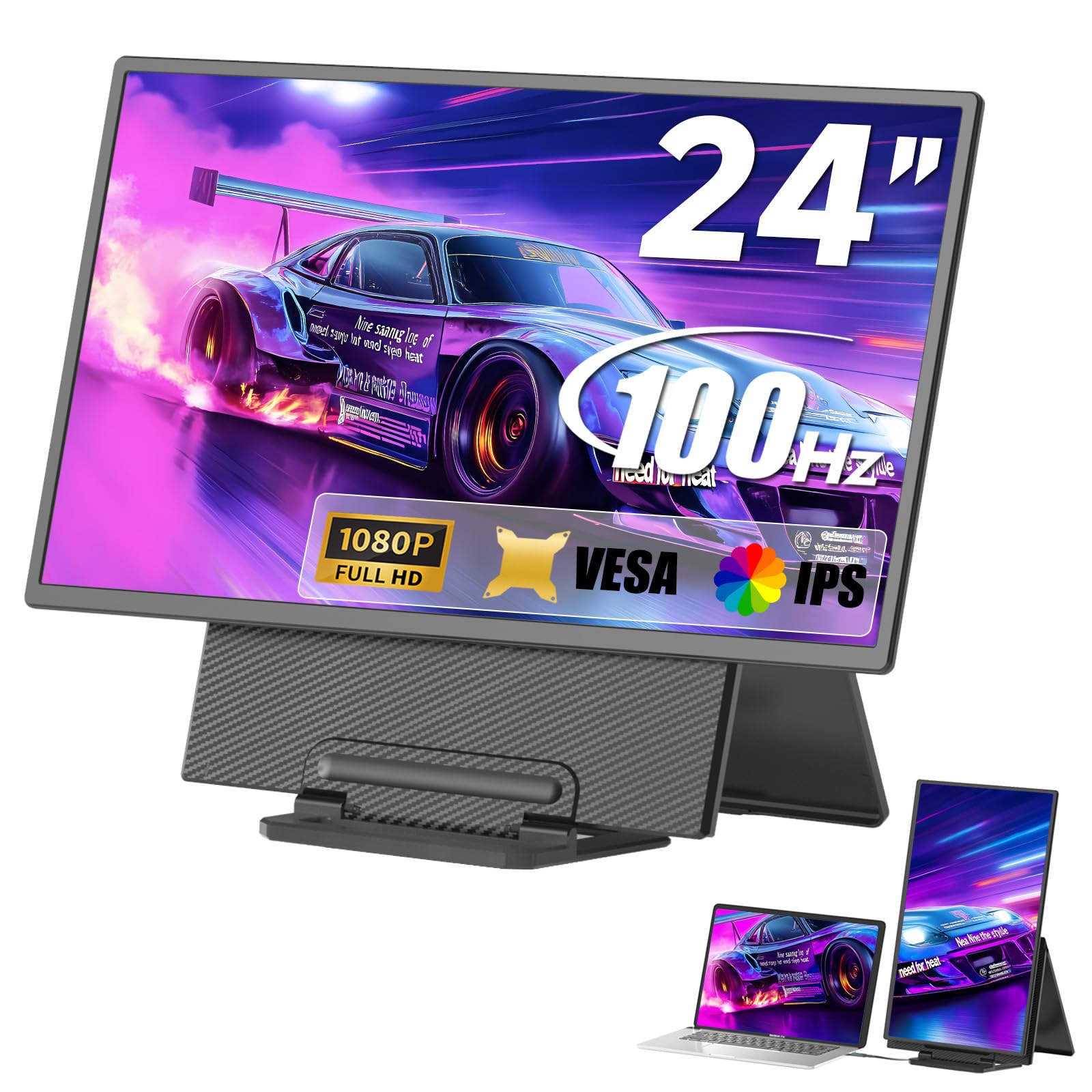 Siaviala Monitor Portatile 24" 1080P FHD 100Hz