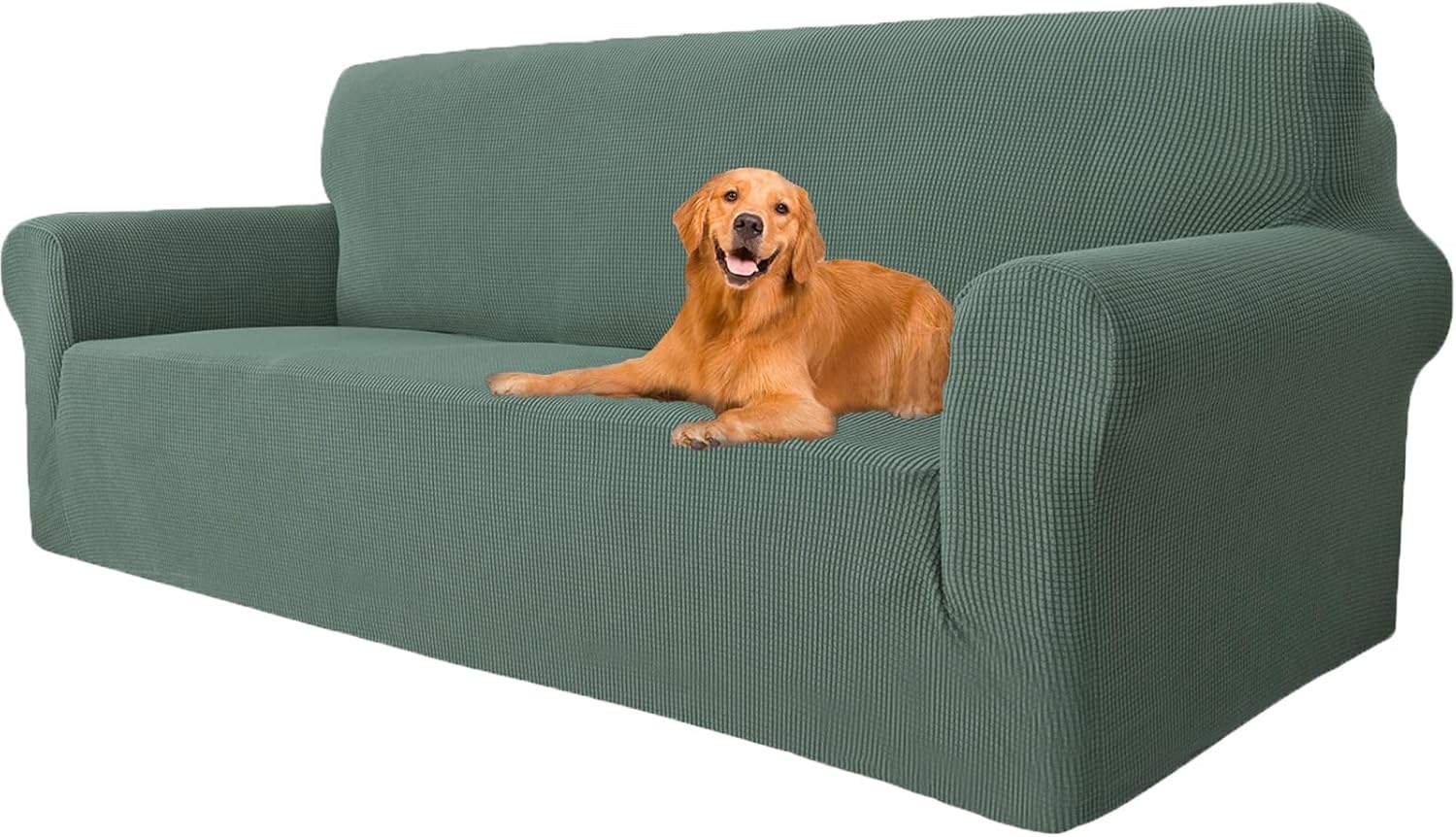YSTELLAA Copridivano 3 Posti con Braccioli, Verde