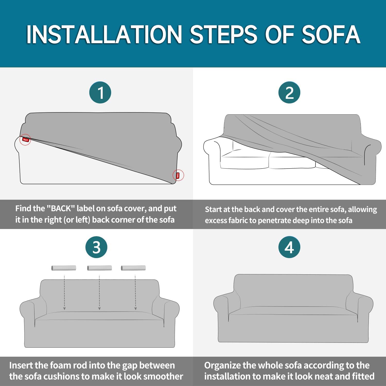 YSTELLAA Copridivano 3 Posti con Braccioli, Verde - immagine 7