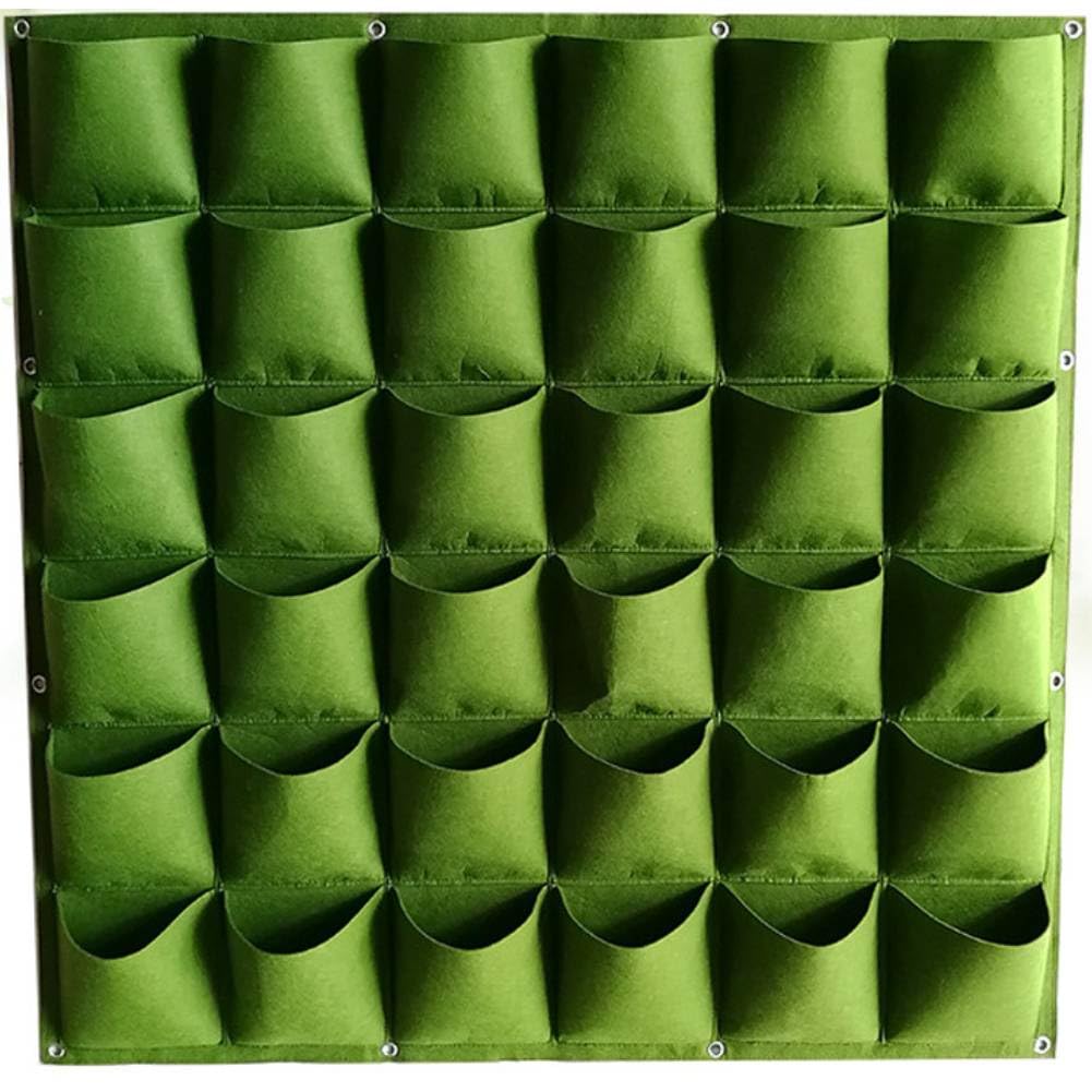 Tyenaza 36 Tasche Fioriera Verticale da Giardino, Vaso da Giardino in Feltro Riutilizzabile per Piante da Giardinos, Piantare Sacchetti da Appendere Alla Parete per Esterni, Interni (Verde)