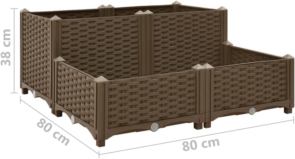 vidaXL Fioriera Rialzata 80x80x38 cm in Polipropilene - immagine 3