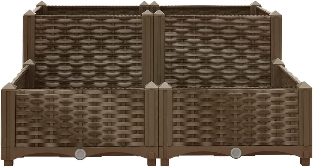 vidaXL Fioriera Rialzata 80x80x38 cm in Polipropilene - immagine 4