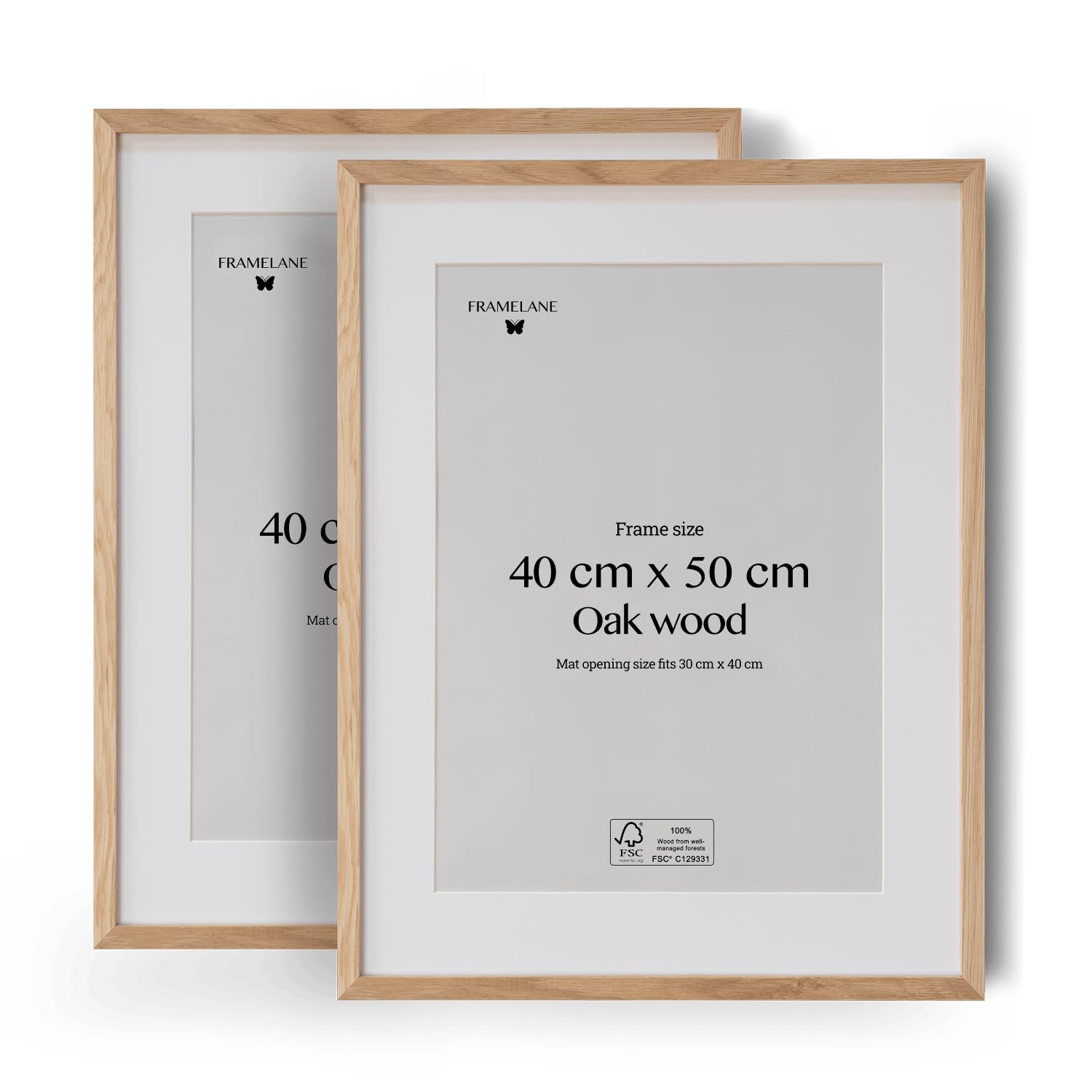 Set 2 Cornici Legno Naturale 40x50cm con Passepartout