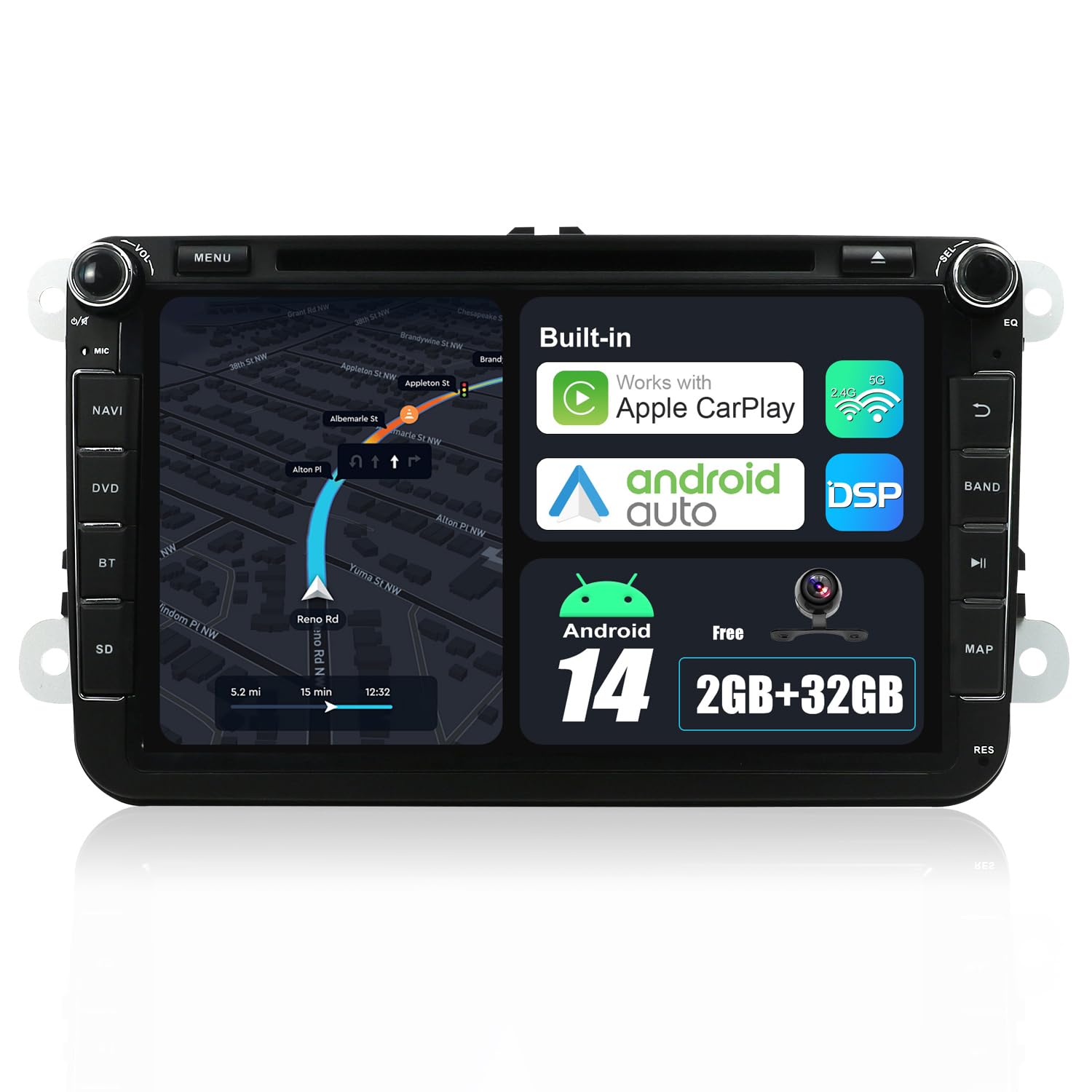 Bxliyer Android 14 Autoradio 8" per Skoda/Polo/Passat/Golf