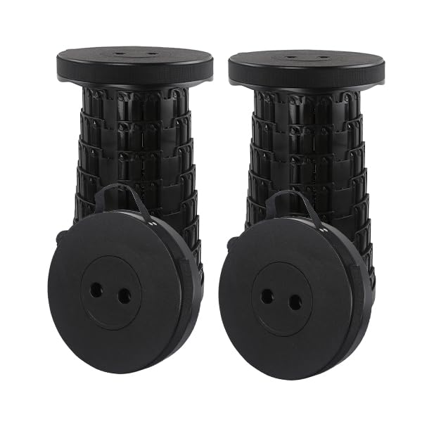 Sgabello Pieghevole Portatile (2 pezzi), Nero