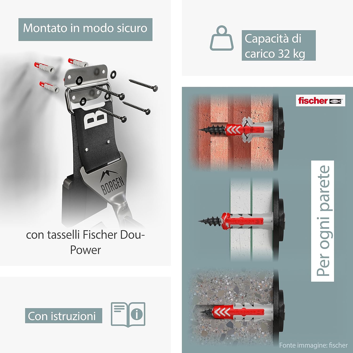 Borgen Portabici da Muro Regolabile - immagine 6