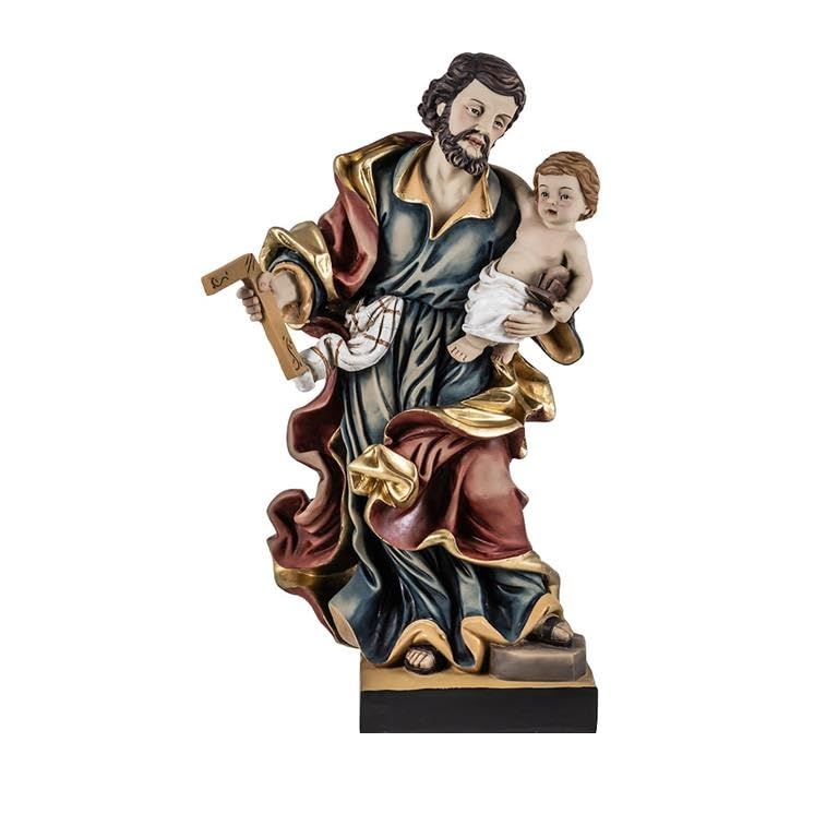 DRW Statuina San Jose con bambino in resina dipinta a mano stile movimento 30 cm