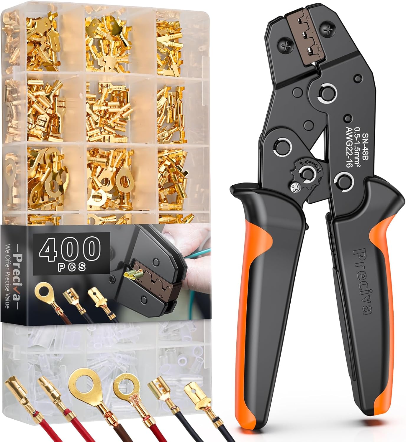 Preciva Set Pinze Crimpatrici e Connettori 400 Pezzi - immagine 1