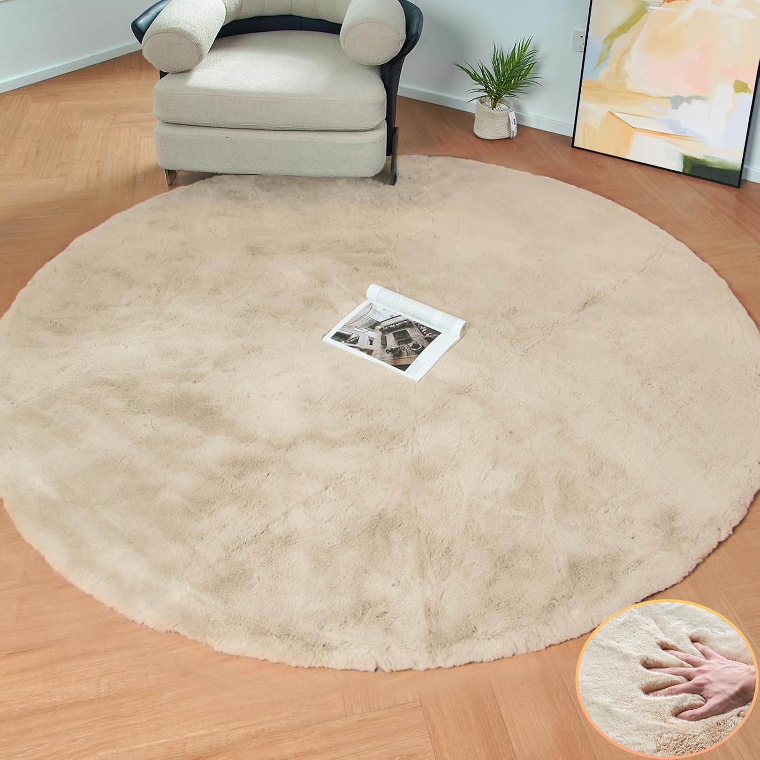 Tappeto Rotondo Beige 150cm - immagine 1