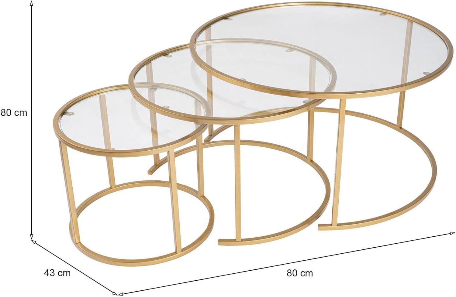 Dmora Set 3 Tavolini da Salotto Carugate - immagine 3