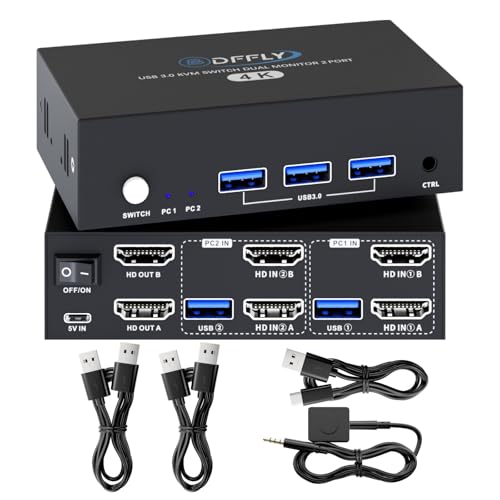 4K HDMI KVM Switch 2 PC 2 Monitor con 3 USB
