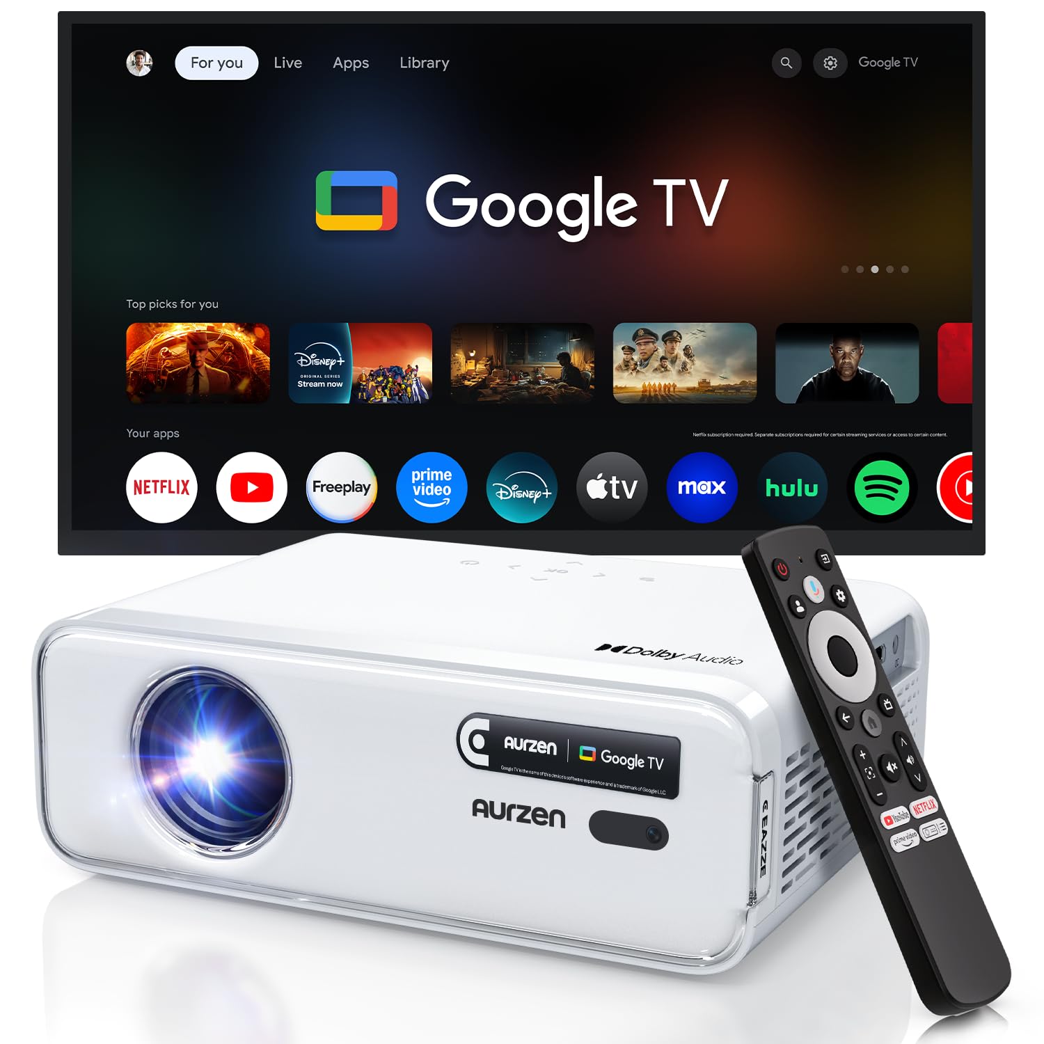 Aurzen Eazze D1G Proiettore 4K Smart TV con Google TV