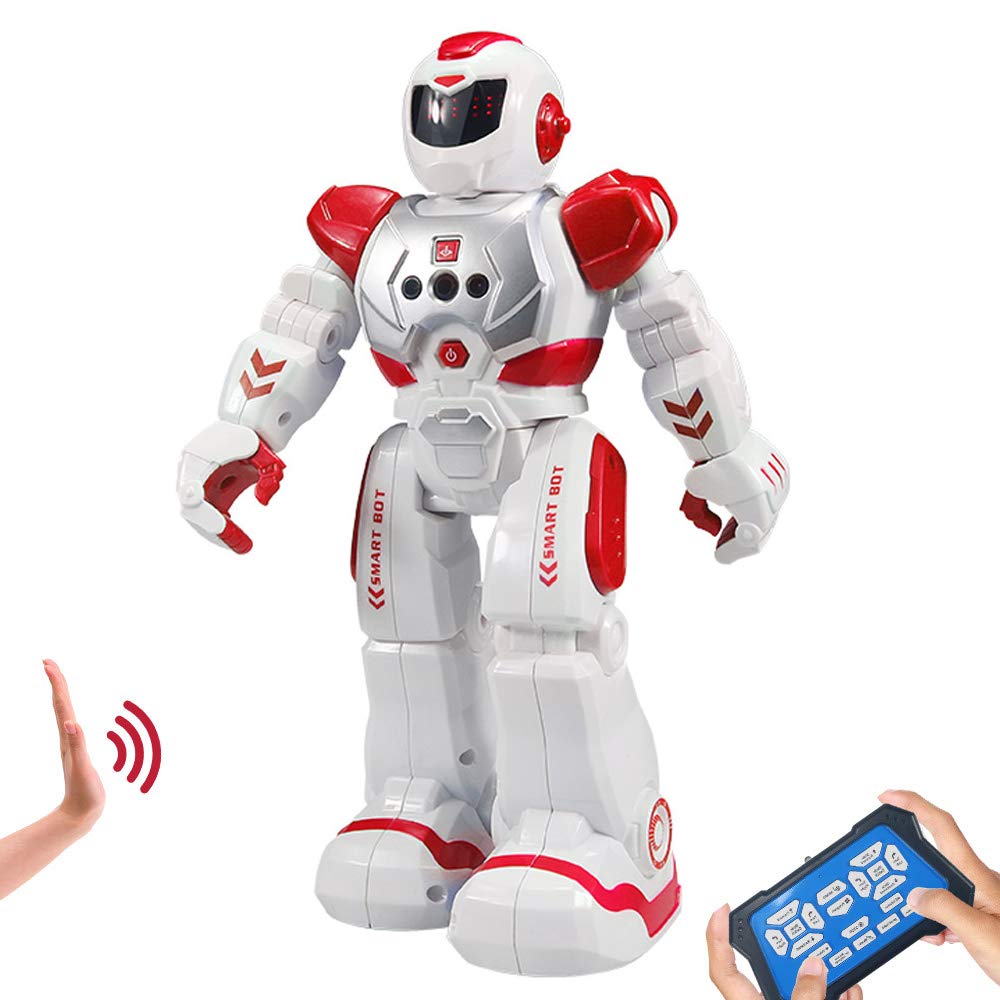HUSAN RC Robot Intelligente Interattivo per Bambini, Rosso