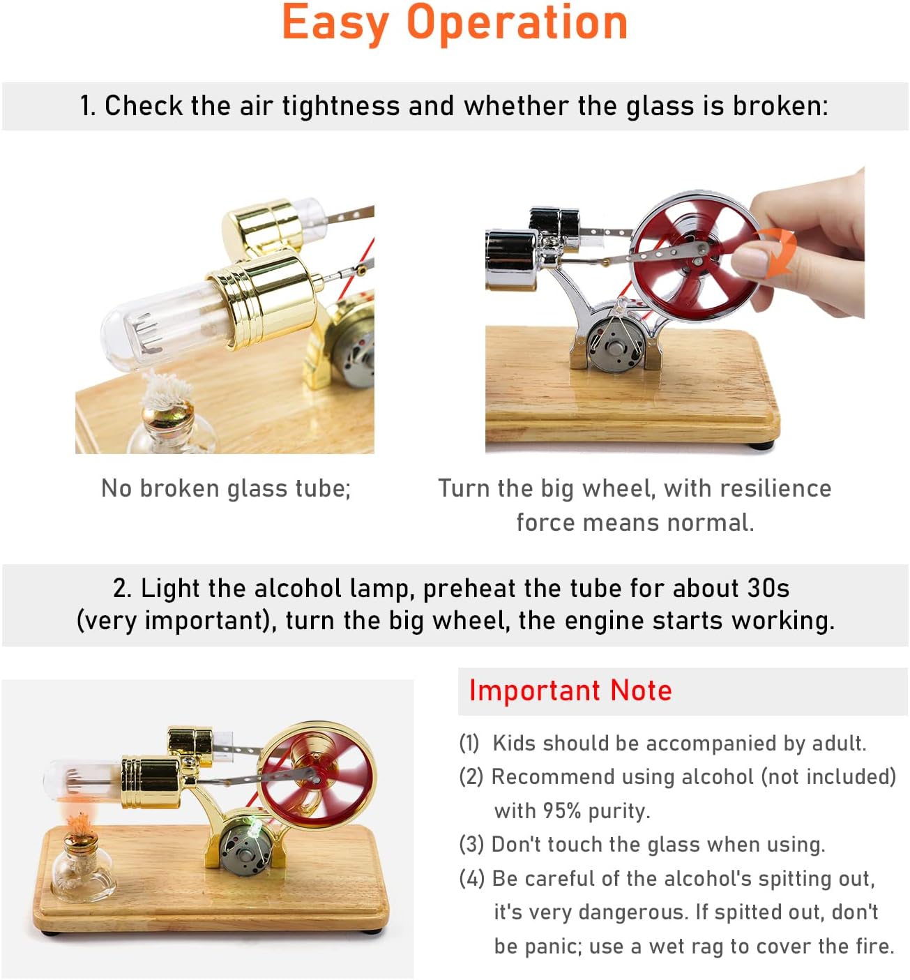 Mini Motore Ad Aria Calda con LED Colorato - immagine 3